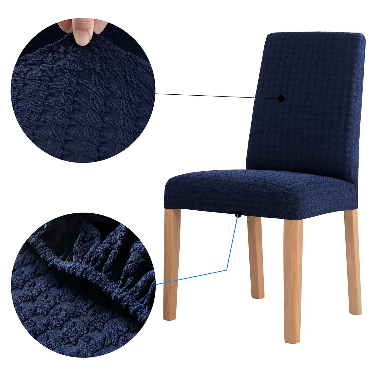 No. 918 Sparta 2-pack Houndstooth Textured Stretch Fit Elastic Dining Chair Cover Pair - 28