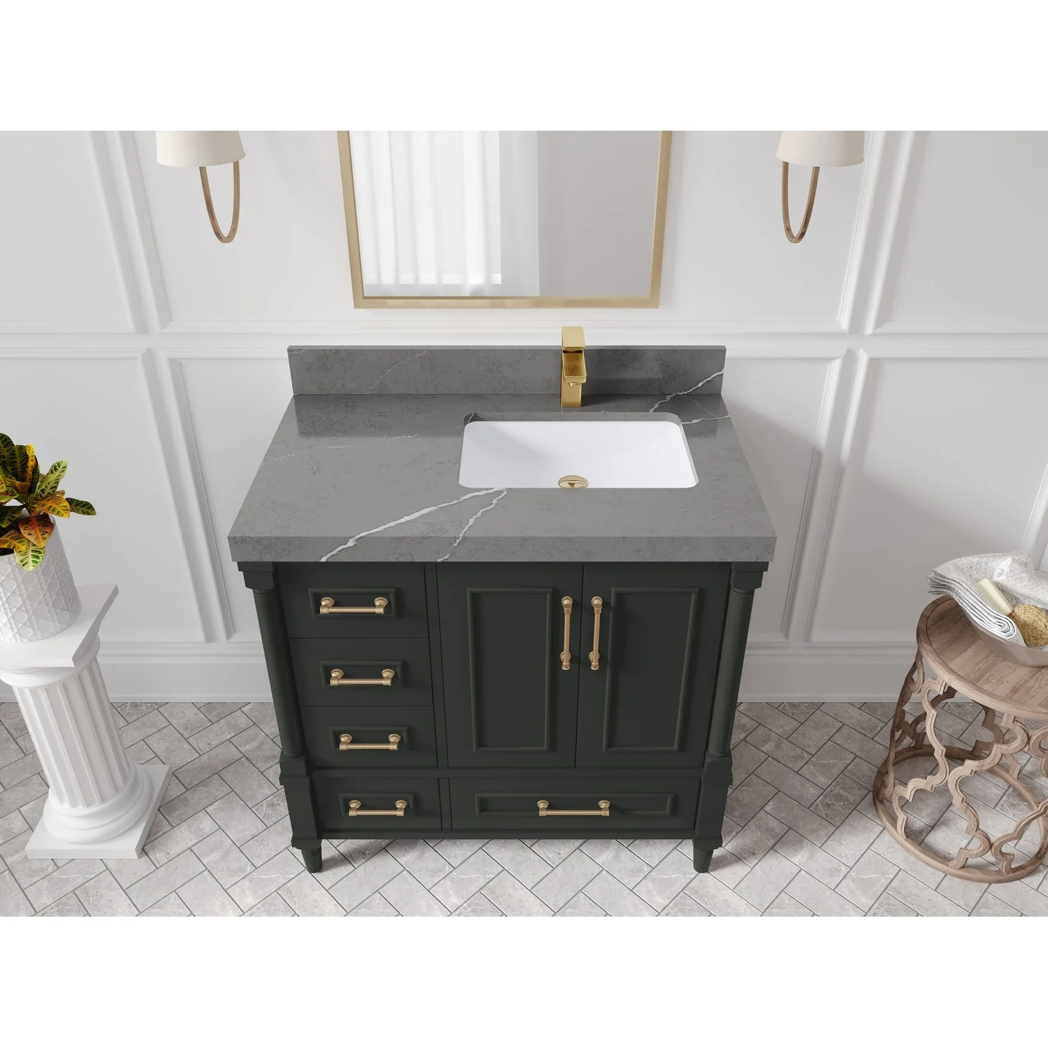 Willow Collections 36 in. W x 22 in. D Aberdeen Right Offset Sink Bathroom Vanity with Countertop