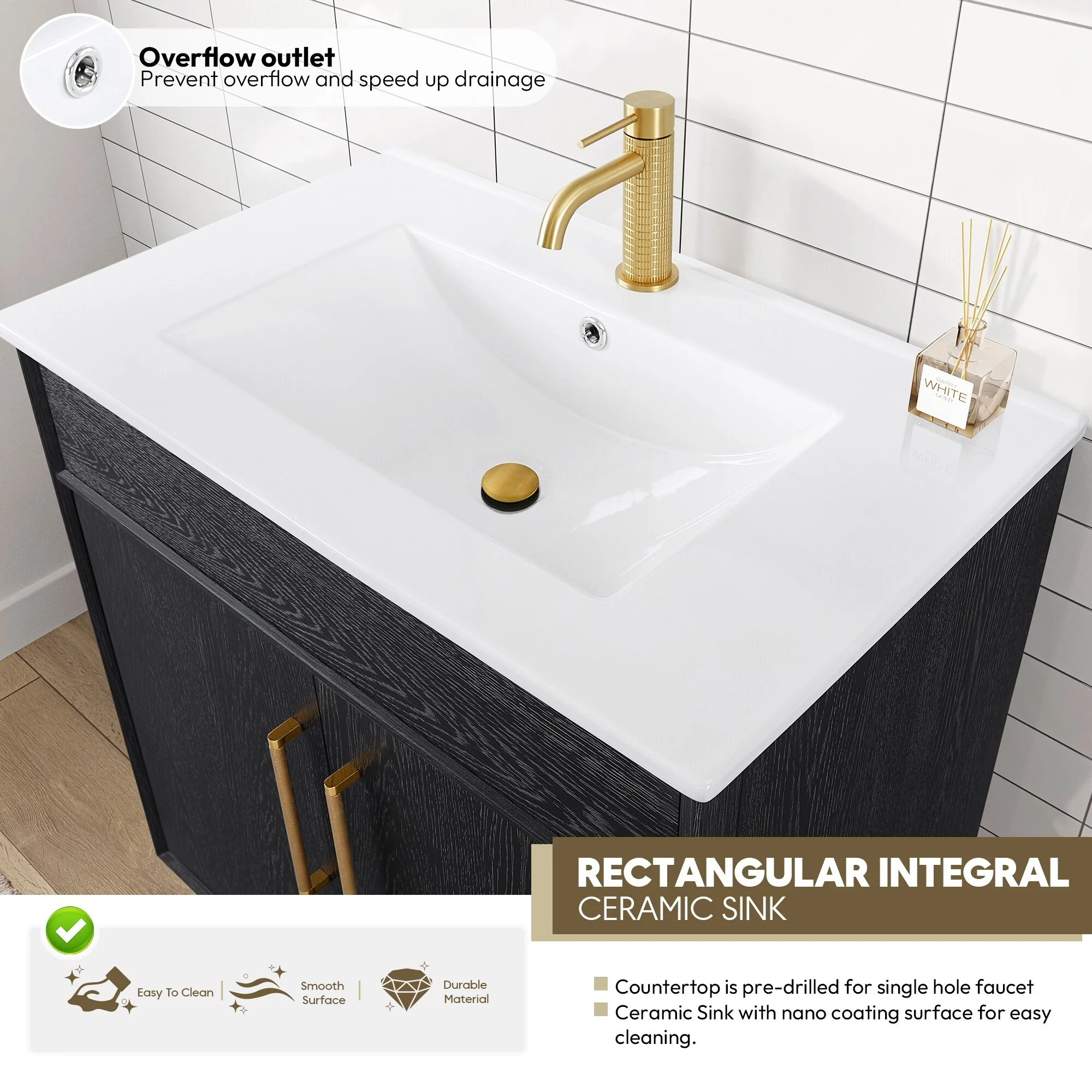 Delhi Bath Vanity with White Ceramic Basin Top without Mirror