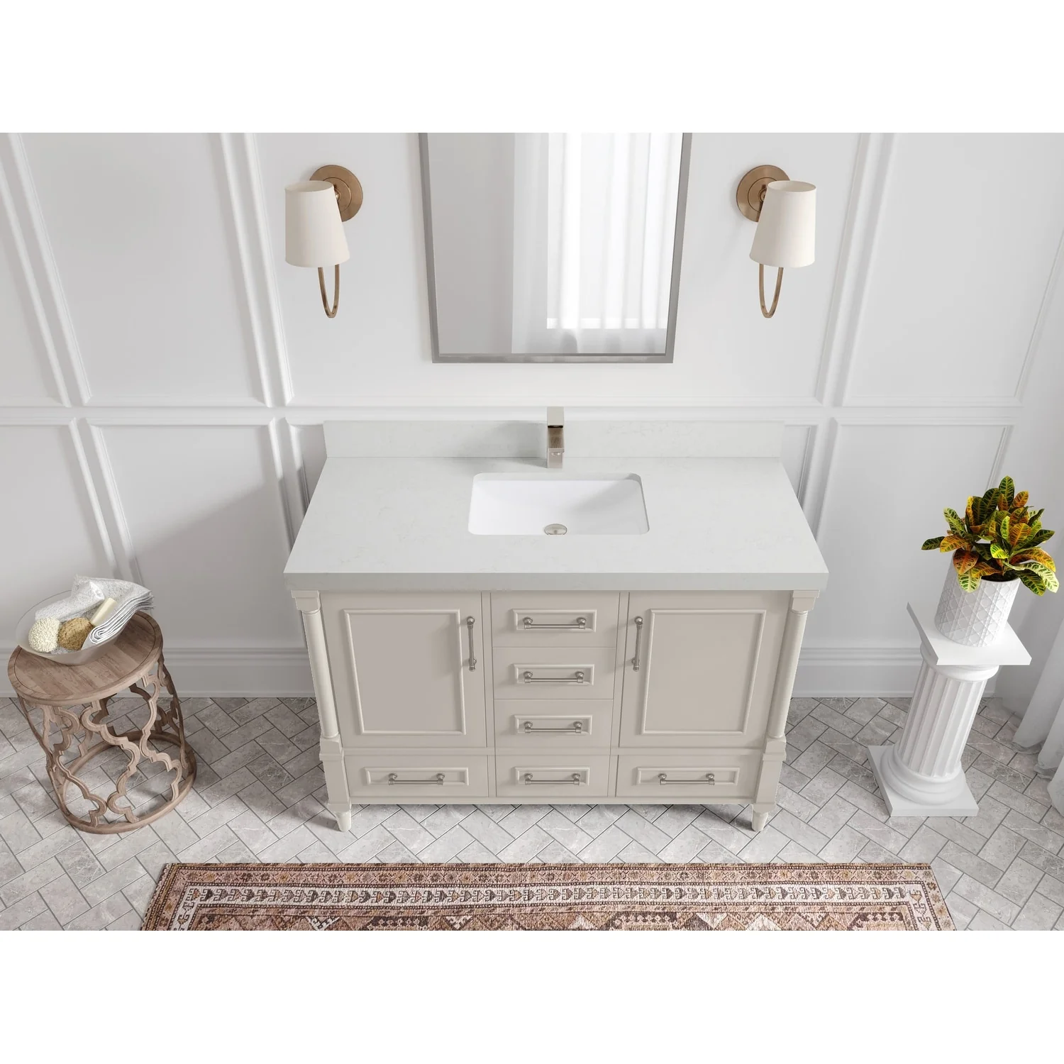 Willow Collections 48 in. W x 22 in. D Aberdeen Single Bowl Sink Bathroom Vanity with Countertop