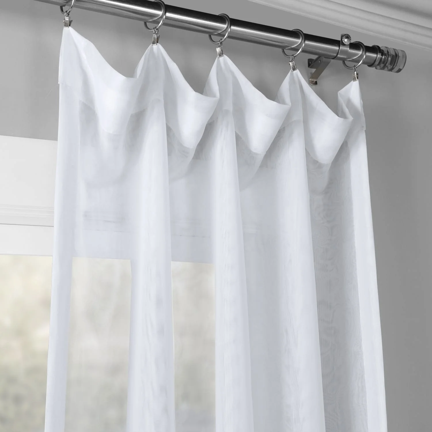 Exclusive Fabrics Signature White Double Layer Sheer Curtain Panel (1 Panel)