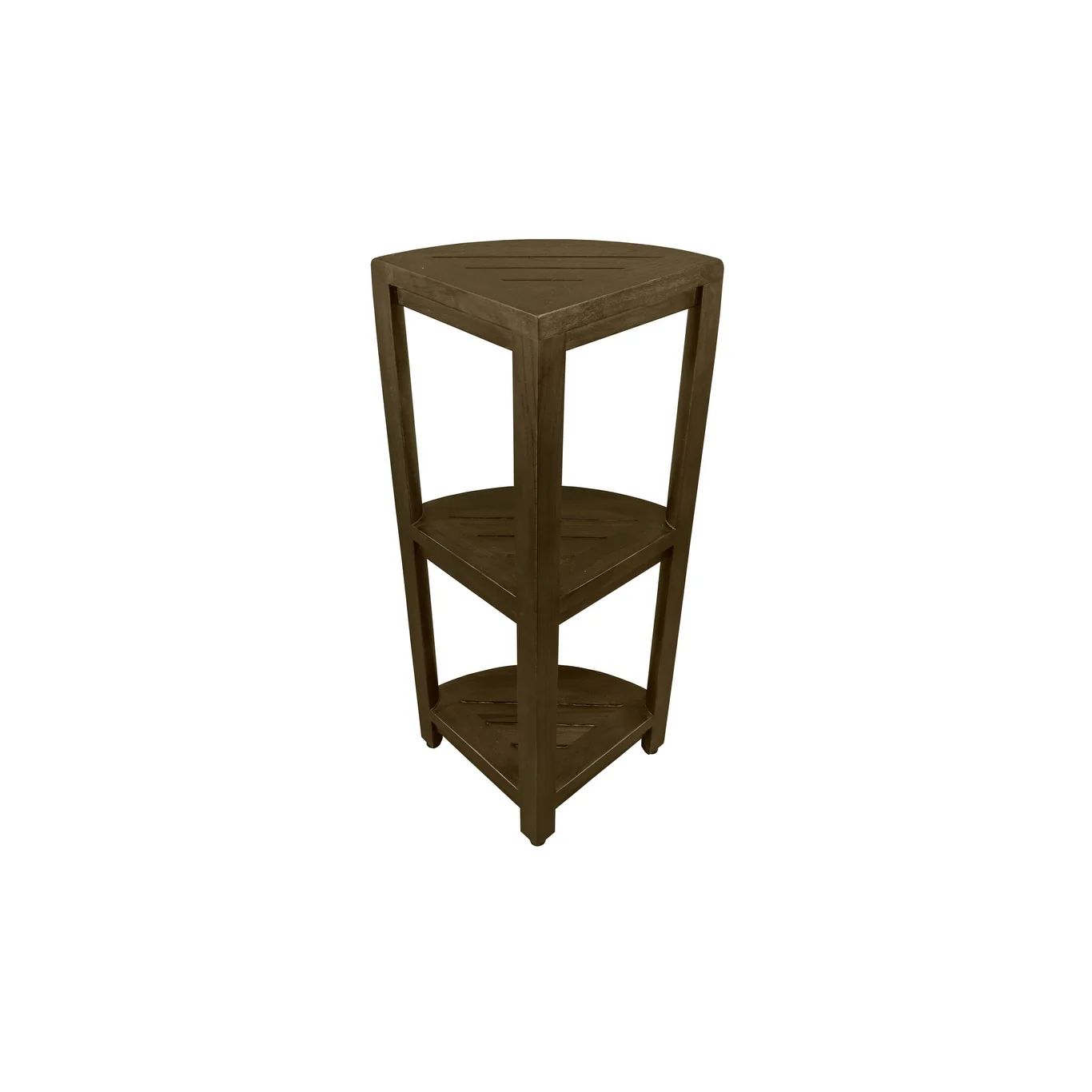 DecoTeak Oasis 3-Tier Solid Teak Corner Shower Shelf in Signature WoodLand Brown Finish
