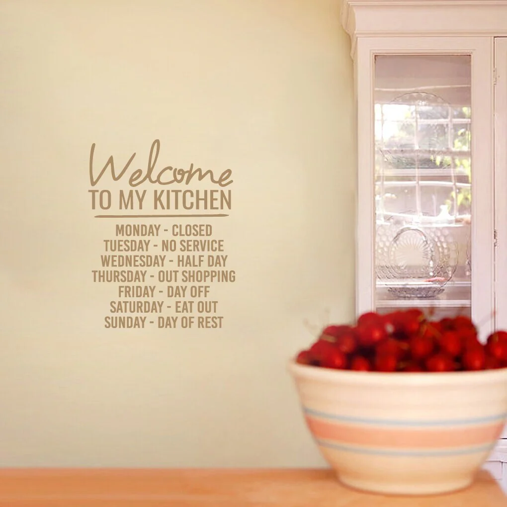 Welcome To My Kitchen Wall Decal 14-inch wide x 18-inch tall