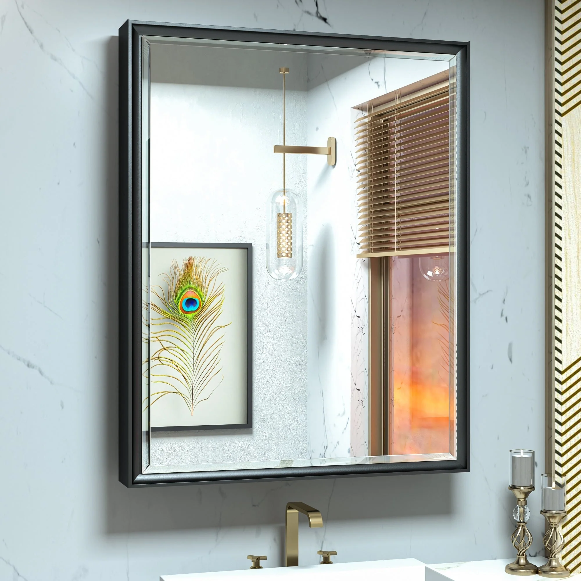 TokeShimi Medicine Cabinets for Bathroom with Mirror, Beveled Framed