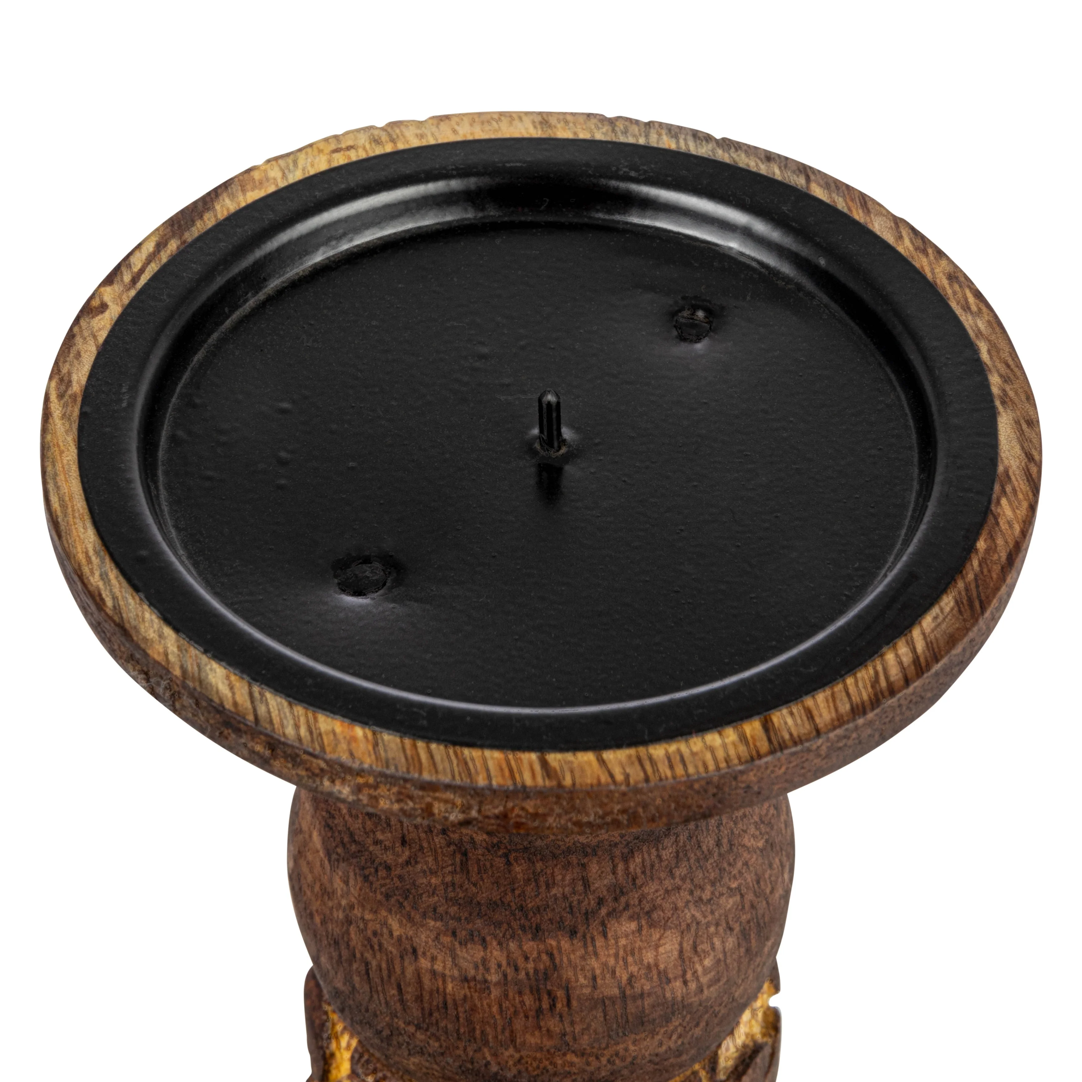 Carved Wood Candle Holder - 5.0
