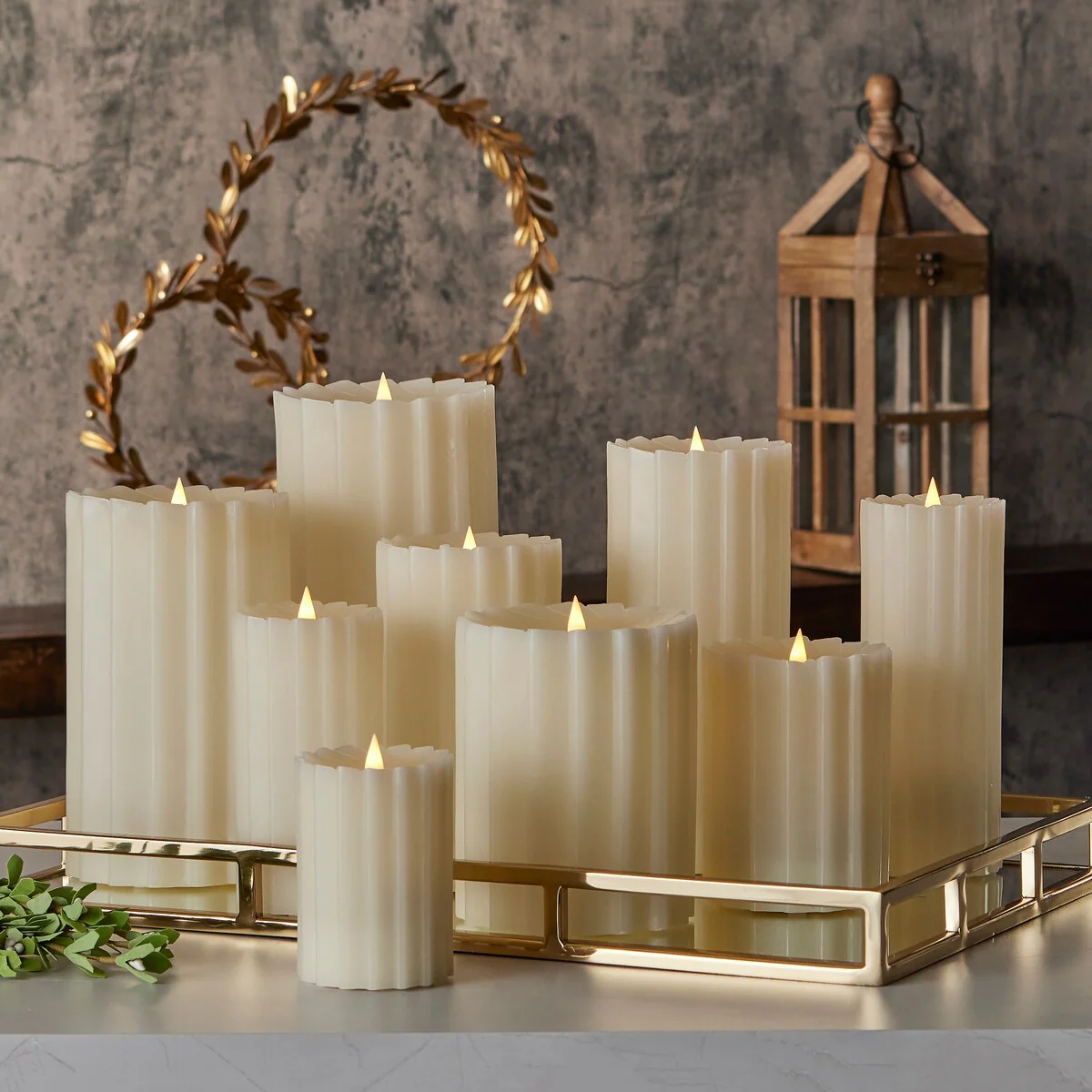 Sutton Fluted Motion Flameless Candle 3x7 Ivory