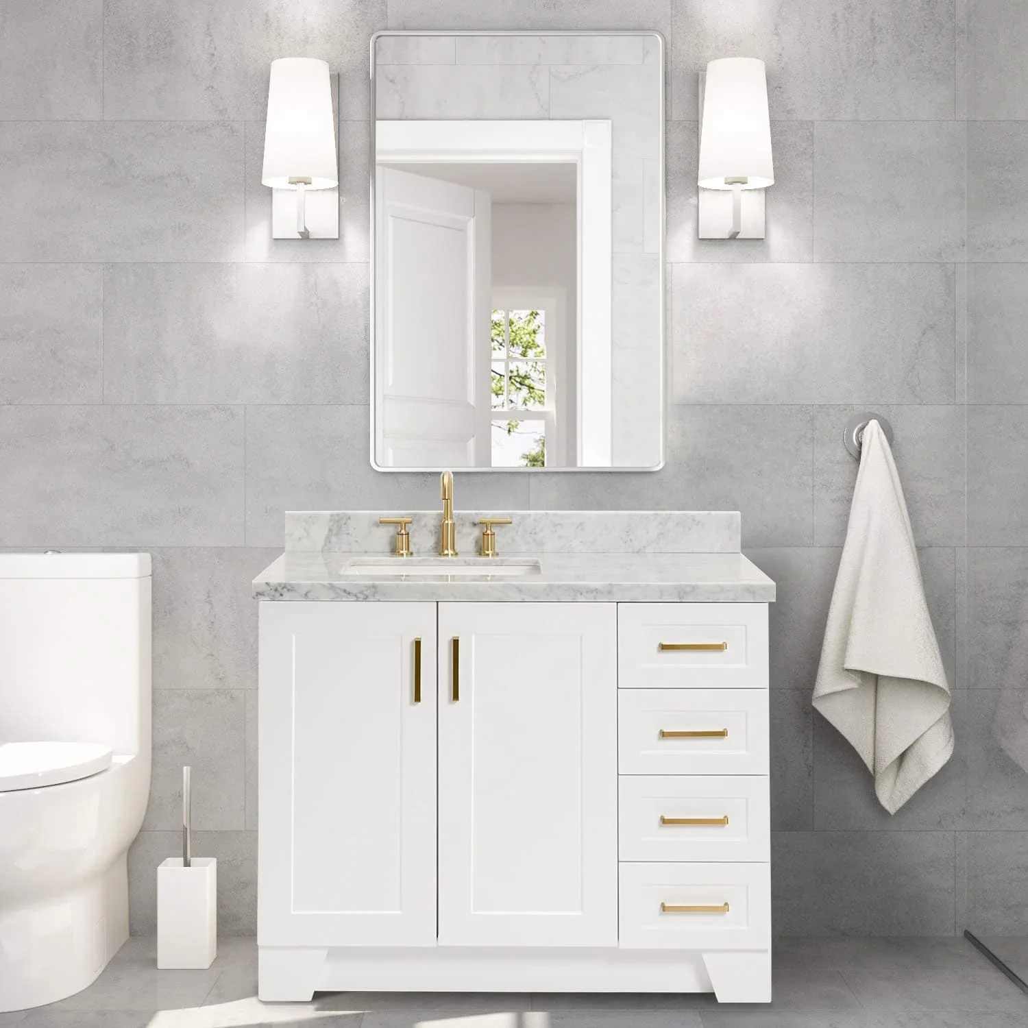 PROOX Bath Cultured Marble Vanity Top Undermount Rectangle Sink Backsplash Included