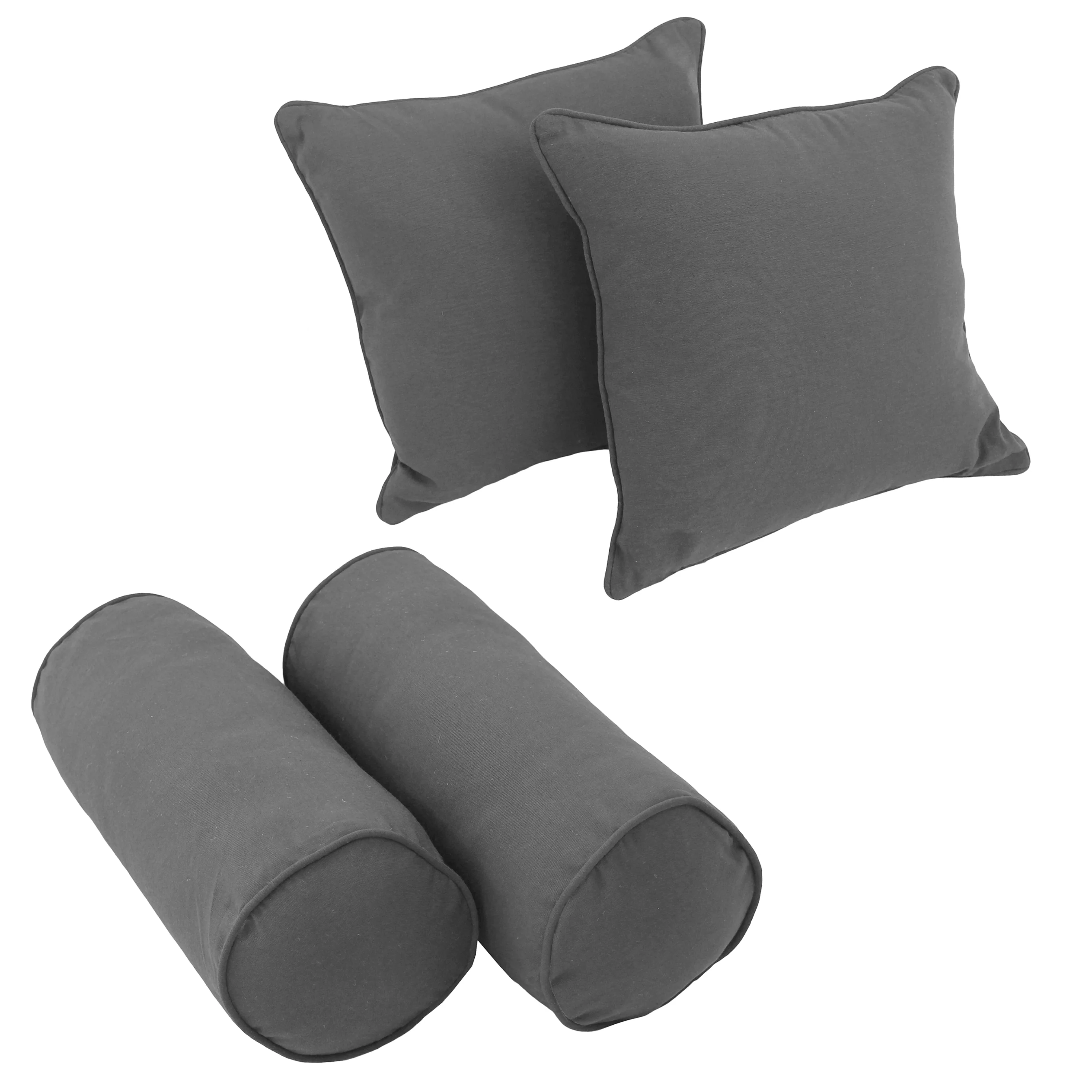 Twill 4-Piece Bolster/Throw Pillow Set