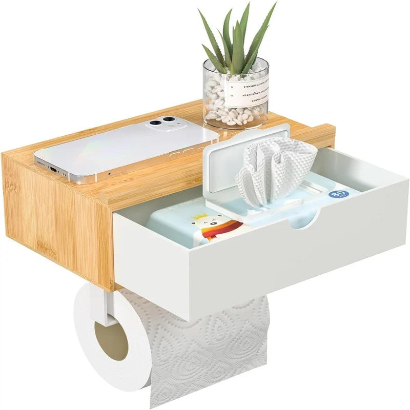Toilet Paper Holder with Shelf - Wall - 8.39