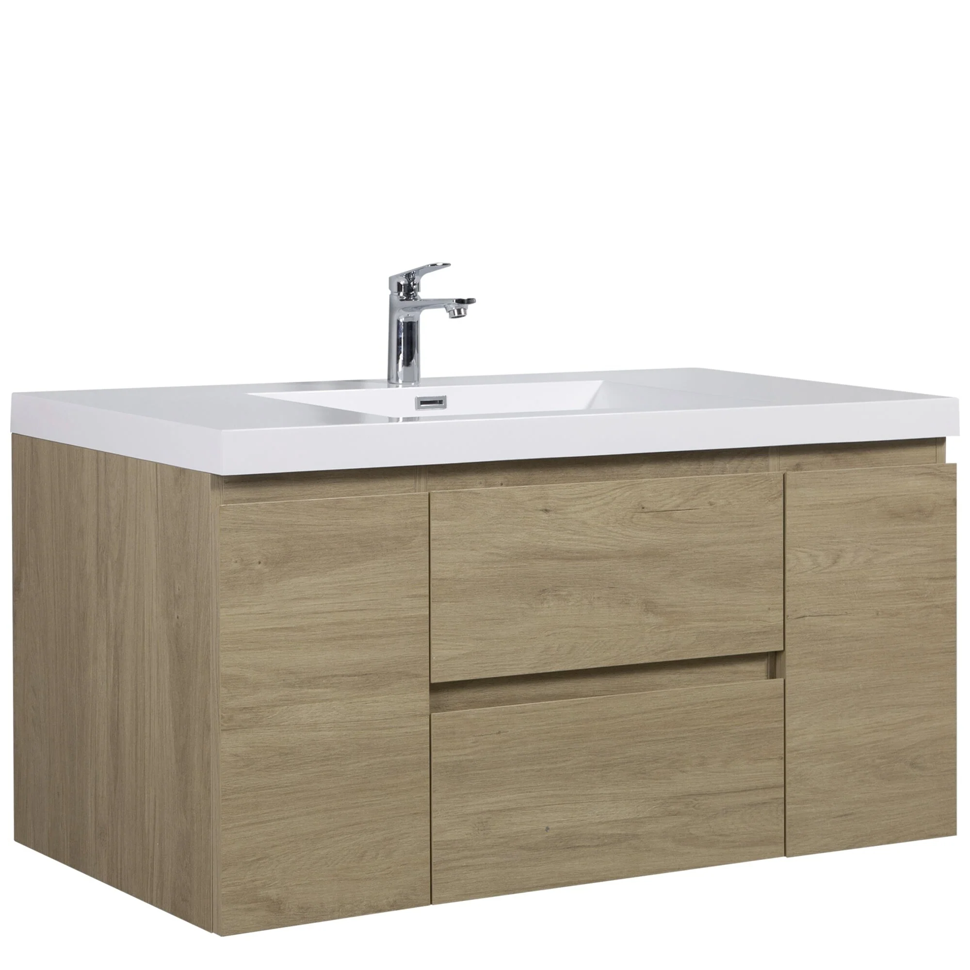 MDF Floating Bathroom Vanity with Integrated Resin Sink