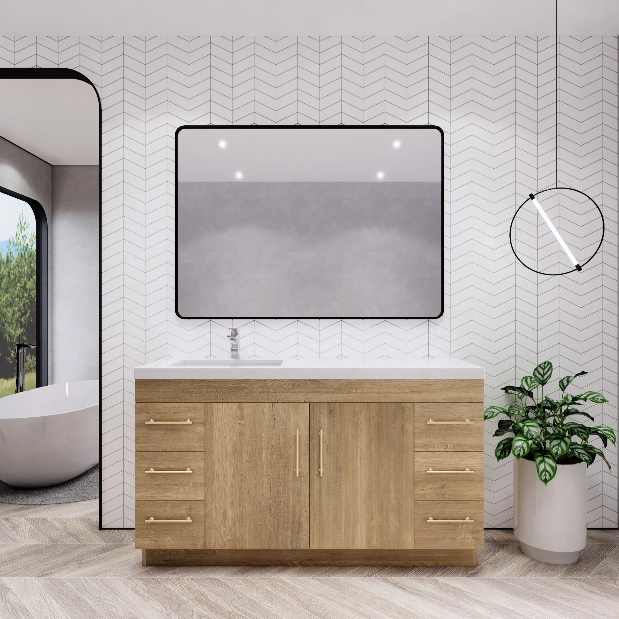 Eliza 60'' Freestanding Vanity with Single Sink on the Left