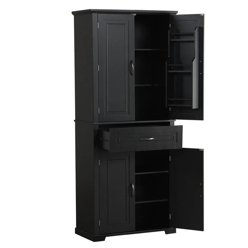 Bathroom Floor Cabinet, Freestanding Storage Cabinet with Doors and Drawer, Kitchen Cupboard with Adjustable Shelf