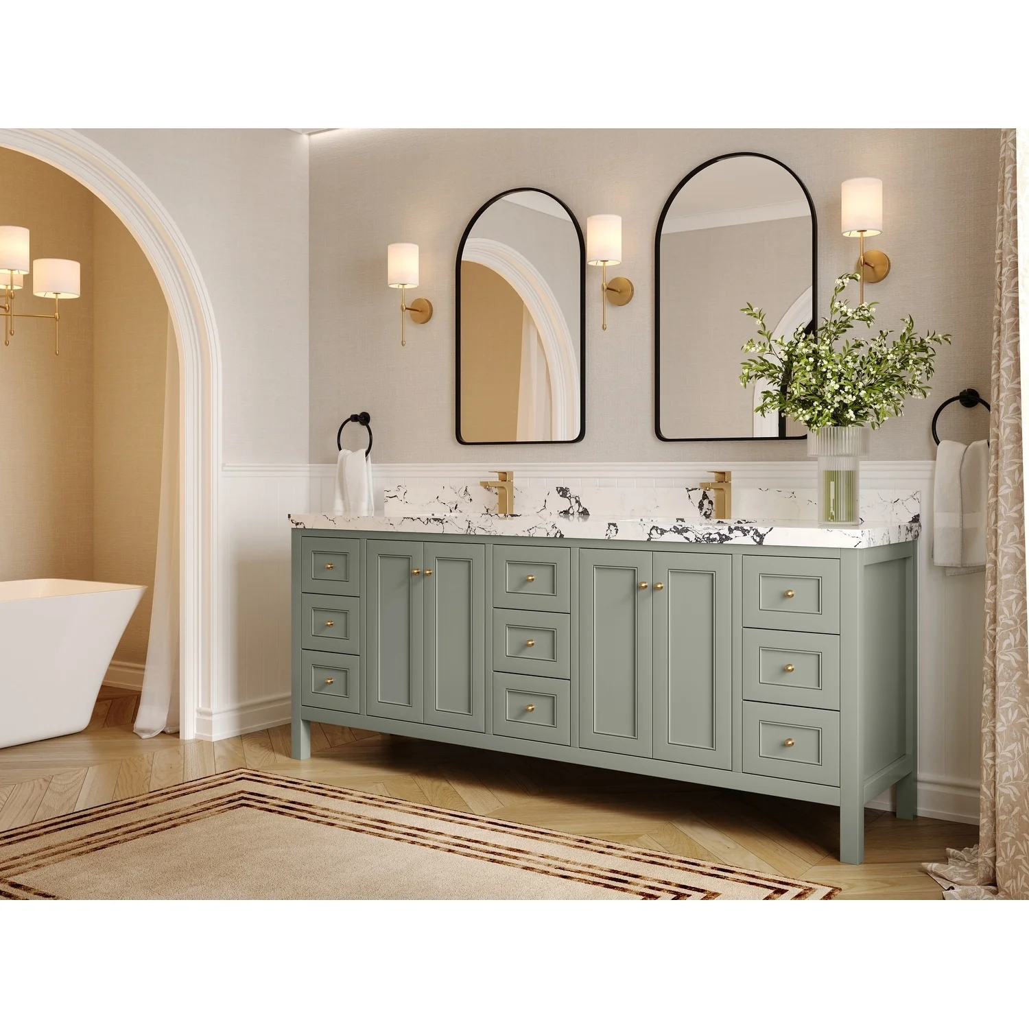 Willow Collections 84 in. W x 22 in. D Nashville Double Bowl Sink Bathroom Vanity with Countertop