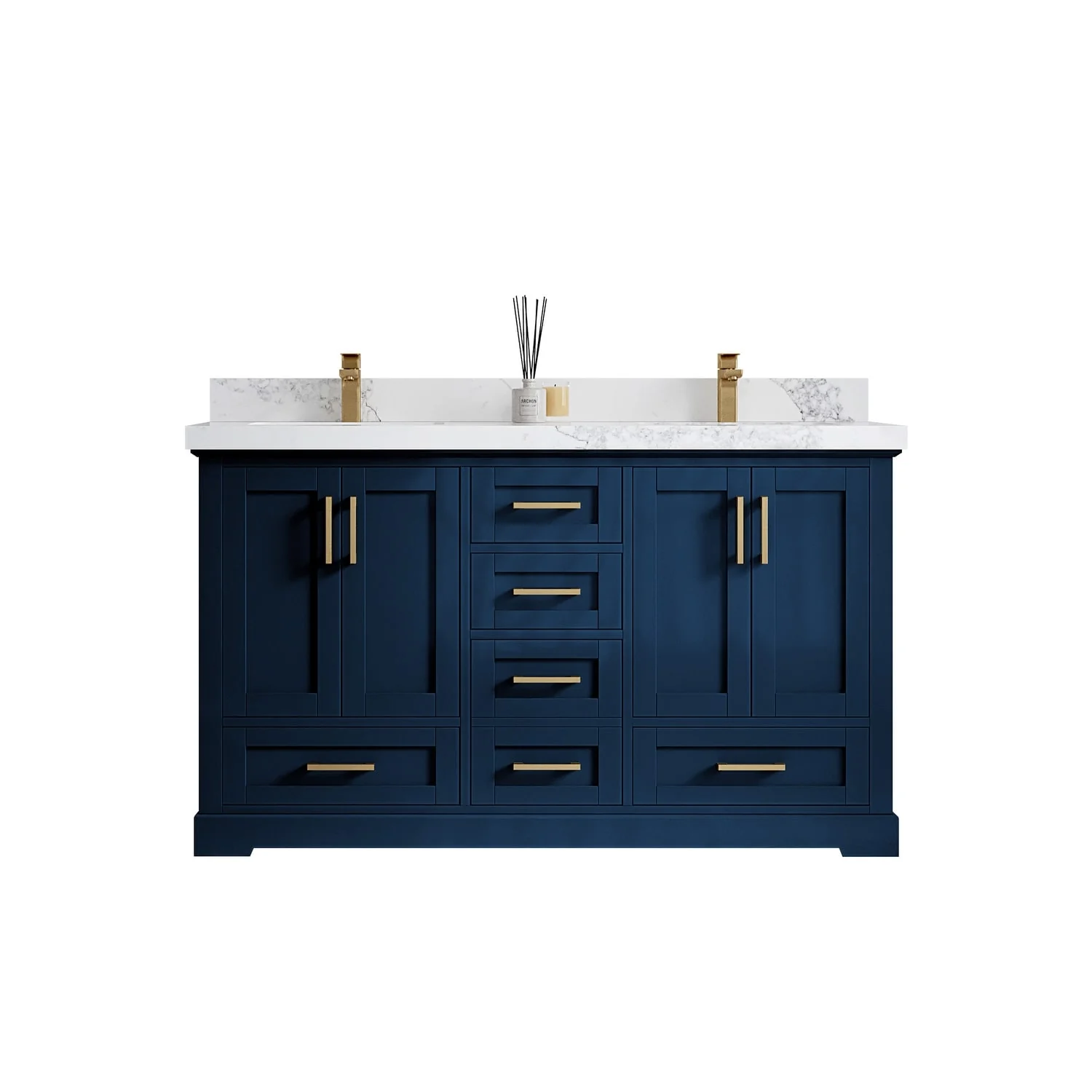 Willow Collection 60 in W x 22 in D x 36 in H Boston Double Bowl Sink Bathroom Vanity with Countertop