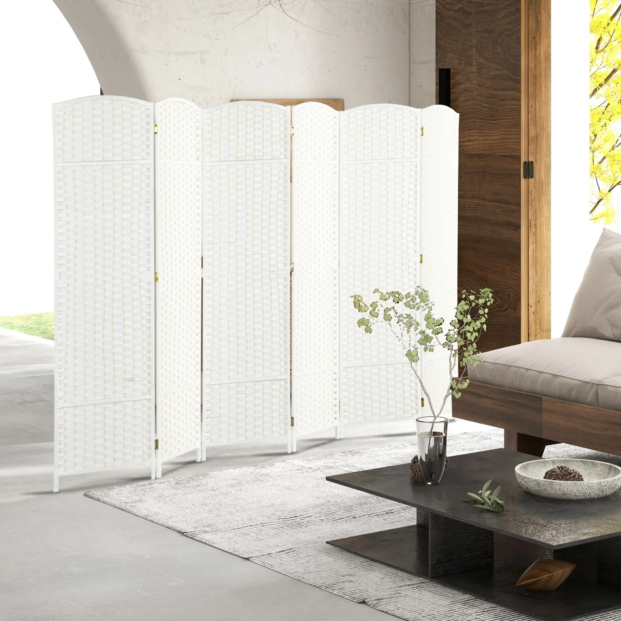 HOMCOM Room Divider, 6 Panel Folding Privacy Screen, 5.6' Tall Freestanding Wall Partition