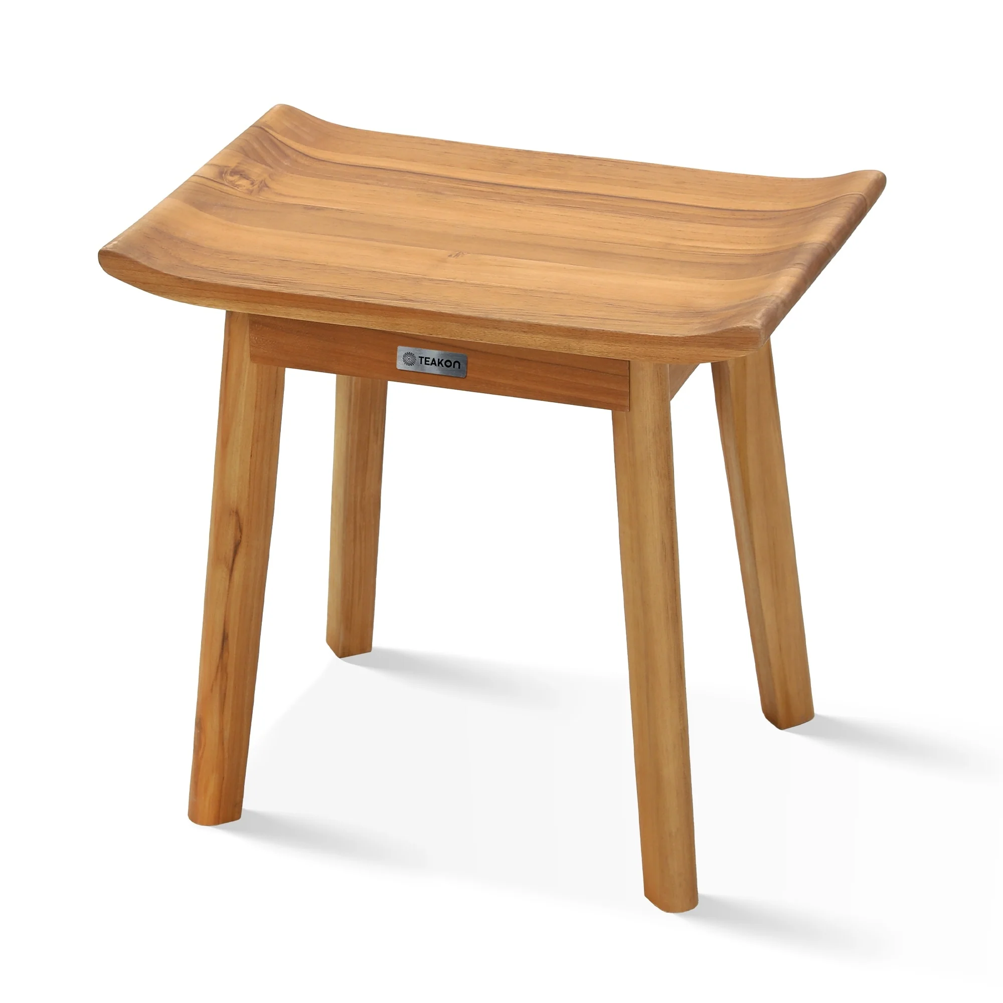 Bathroom Stool with Storage Shelf, Teak Shower Bench Waterproof Wood Bench, Shower Seat