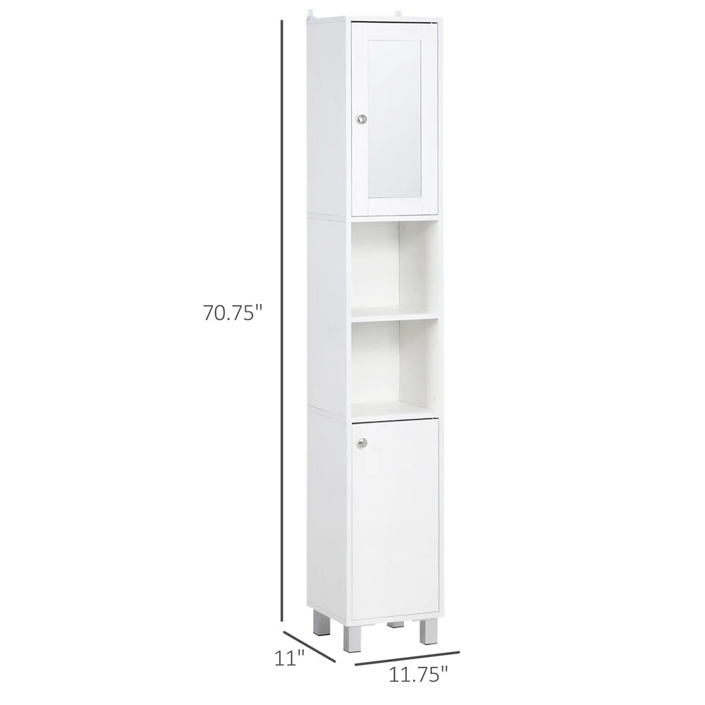 Tall Bathroom Storage Cabinet with Mirror,Freestanding Tower Cabinet