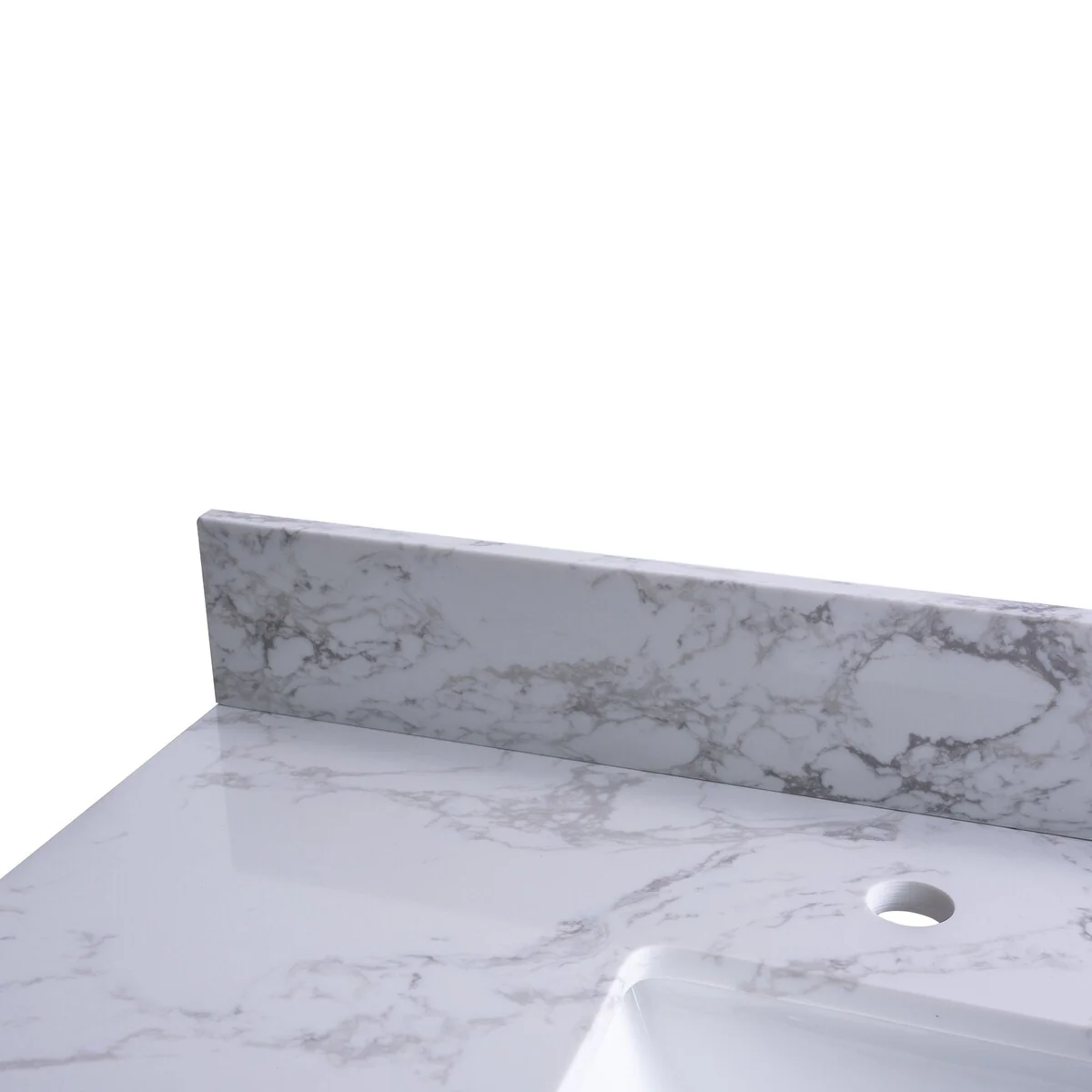 31 in./ 37 in./ 43 in./ 49 in. Carrara White Engineered Stone Bathroom Vanity Top with Ceramic Sink
