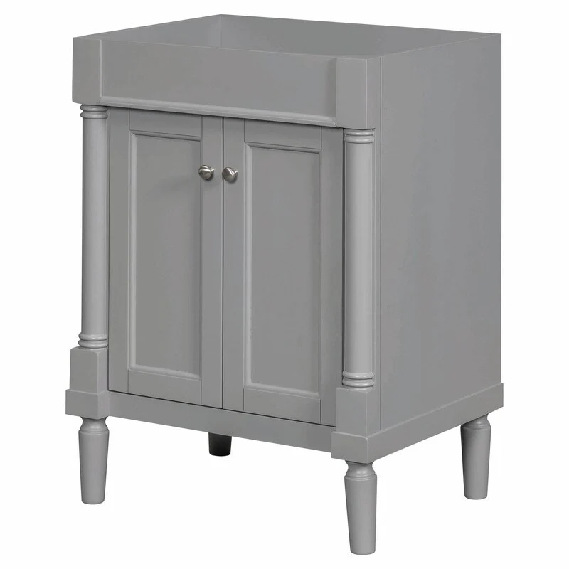 24'' Bathroom Vanity with Top Sink: Modern 2-Tier Storage Cabinet, Single Sink, Large Shelves