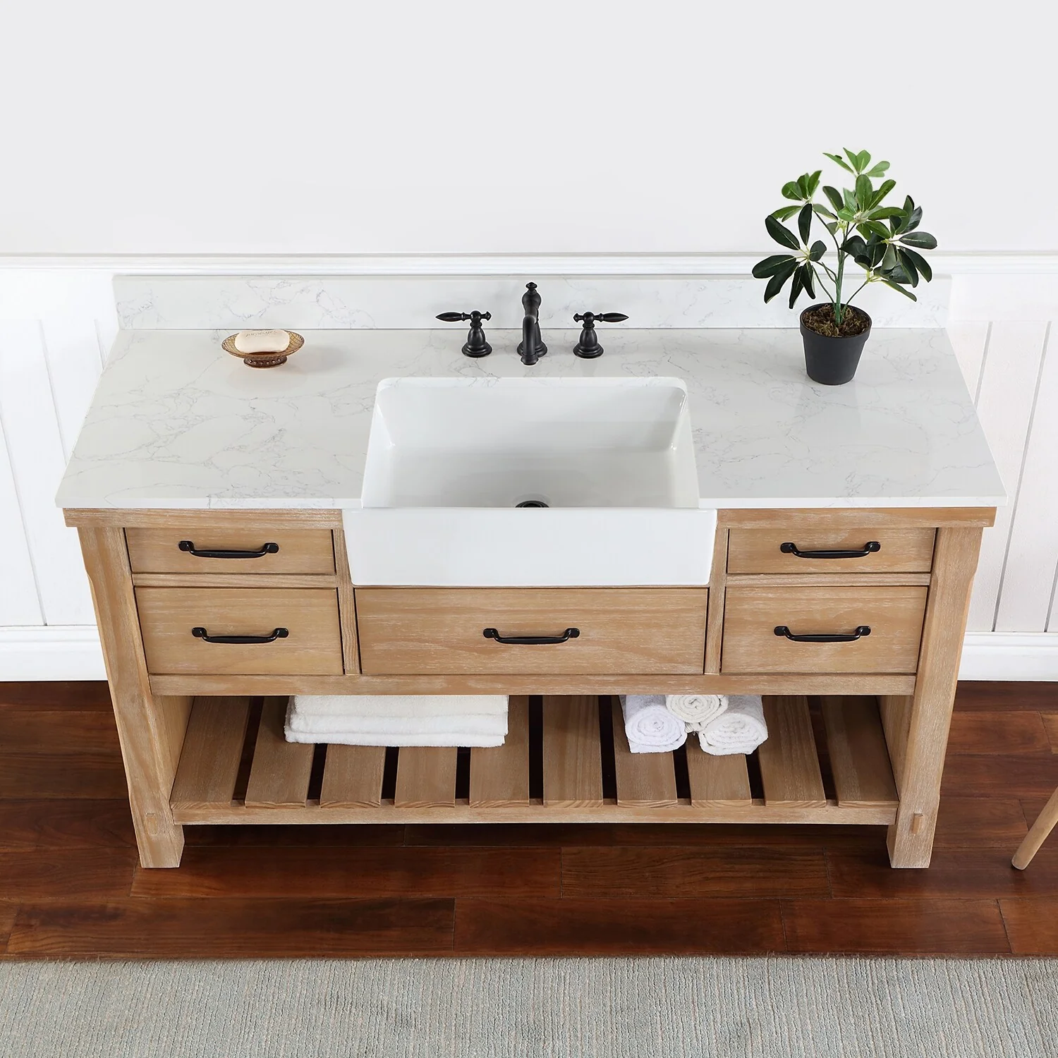 Villareal Bath Vanity with Composite Stone Top without Mirror