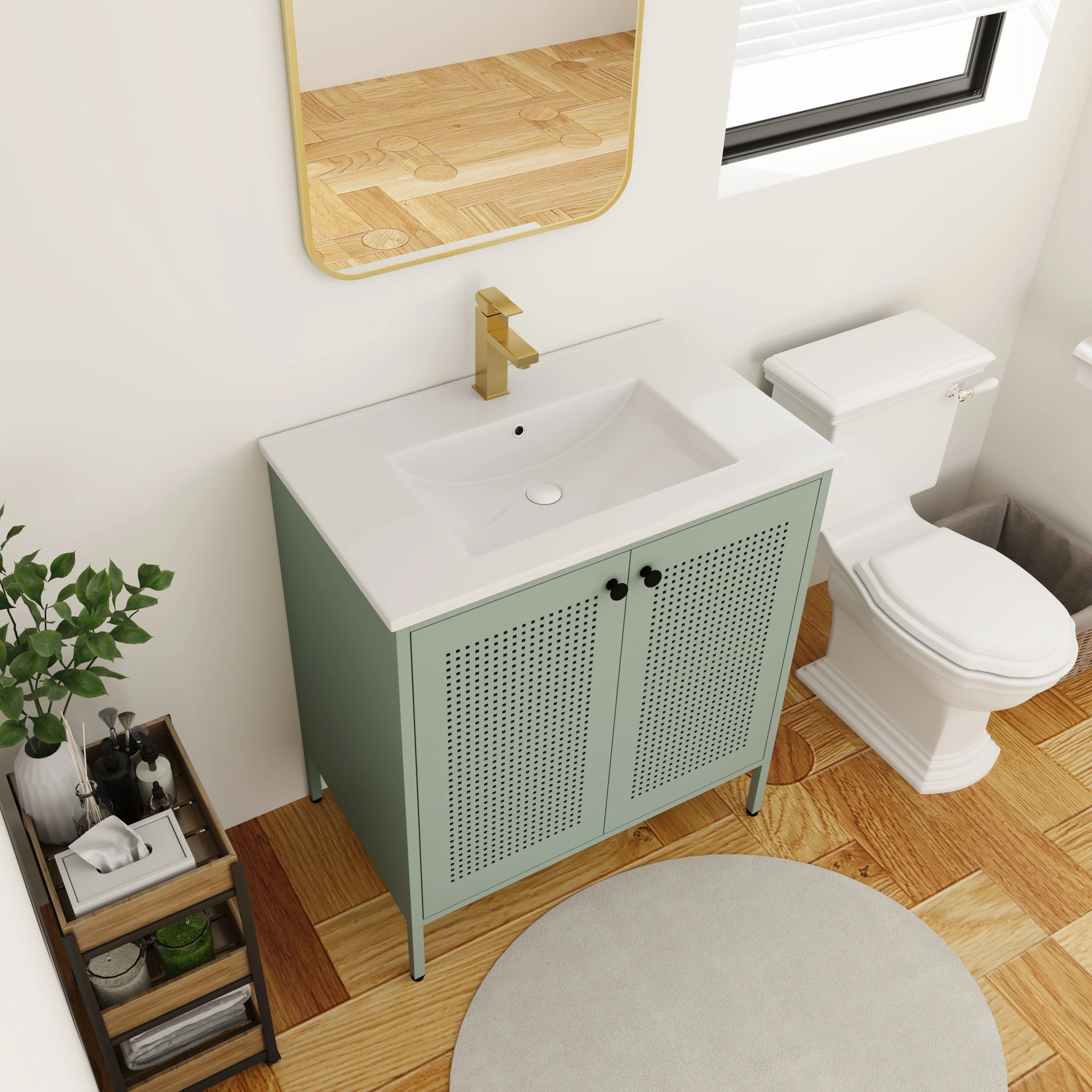 BNK 24/30 inch Freestanding Single Sink Bathroom Vanity with Soft Close Door and 1 adjustable shelf