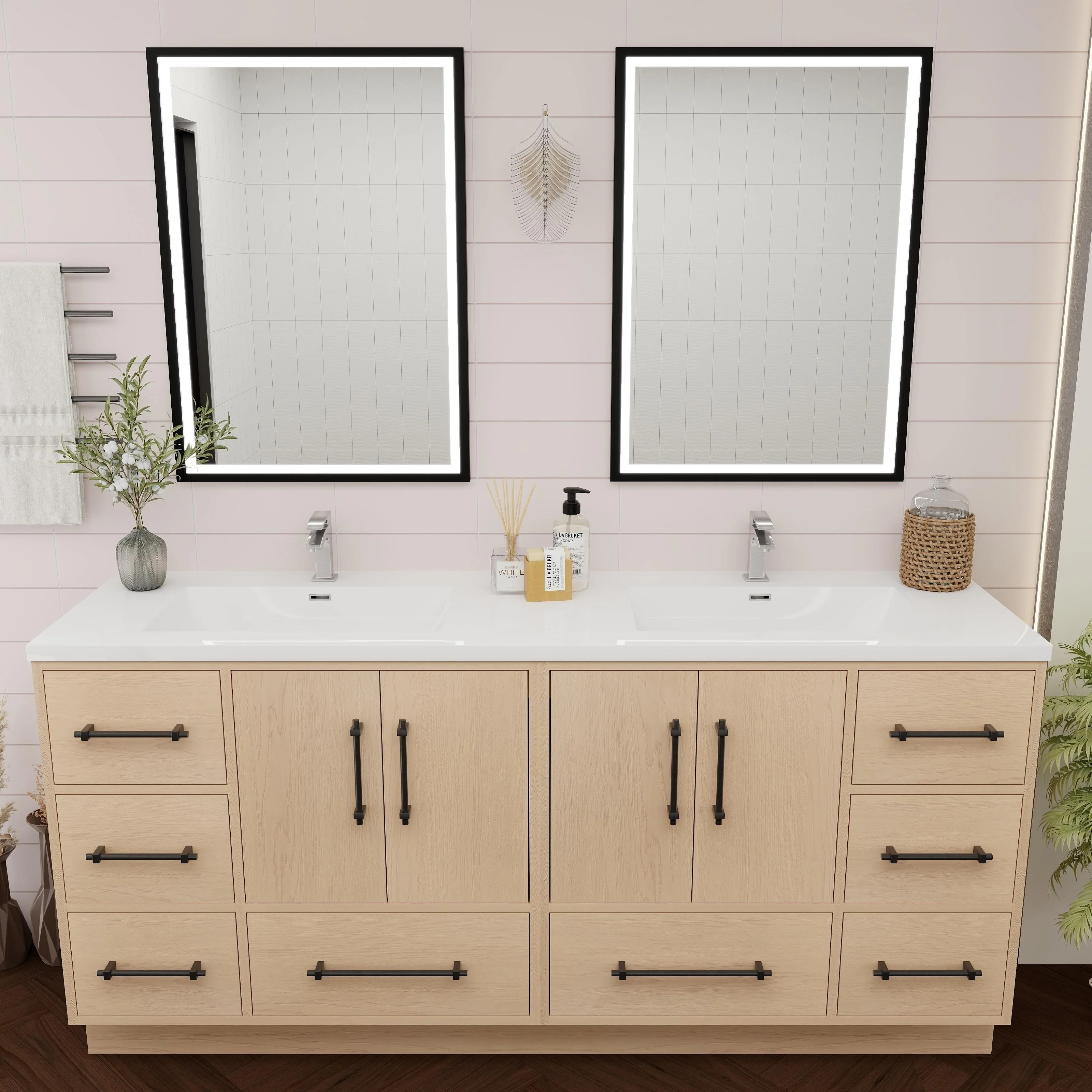Victoria 72'' Freestanding Vanity with Double Reinforced Acrylic Sink - 71.5
