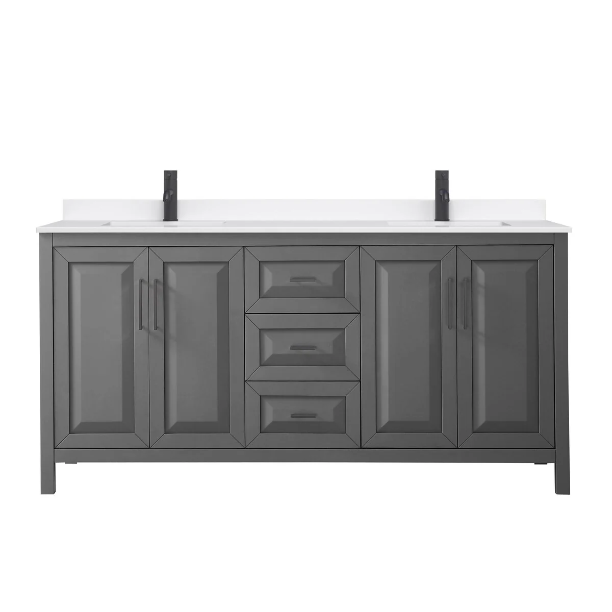 Daria 72-inch Double Vanity, Single Hole Quartz Top