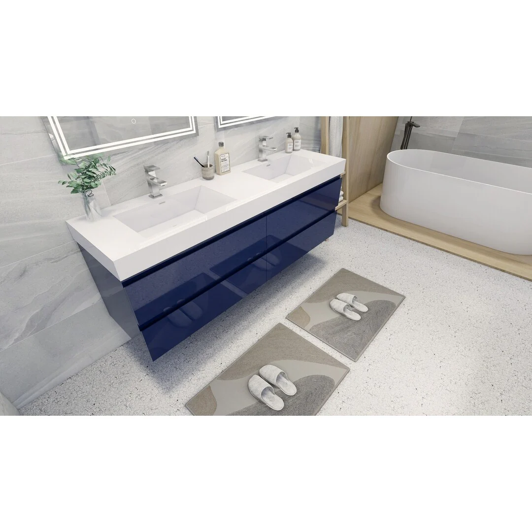 Baillie 72'' Wall-Mounted Vanity with Double Reinforced Acrylic Sink