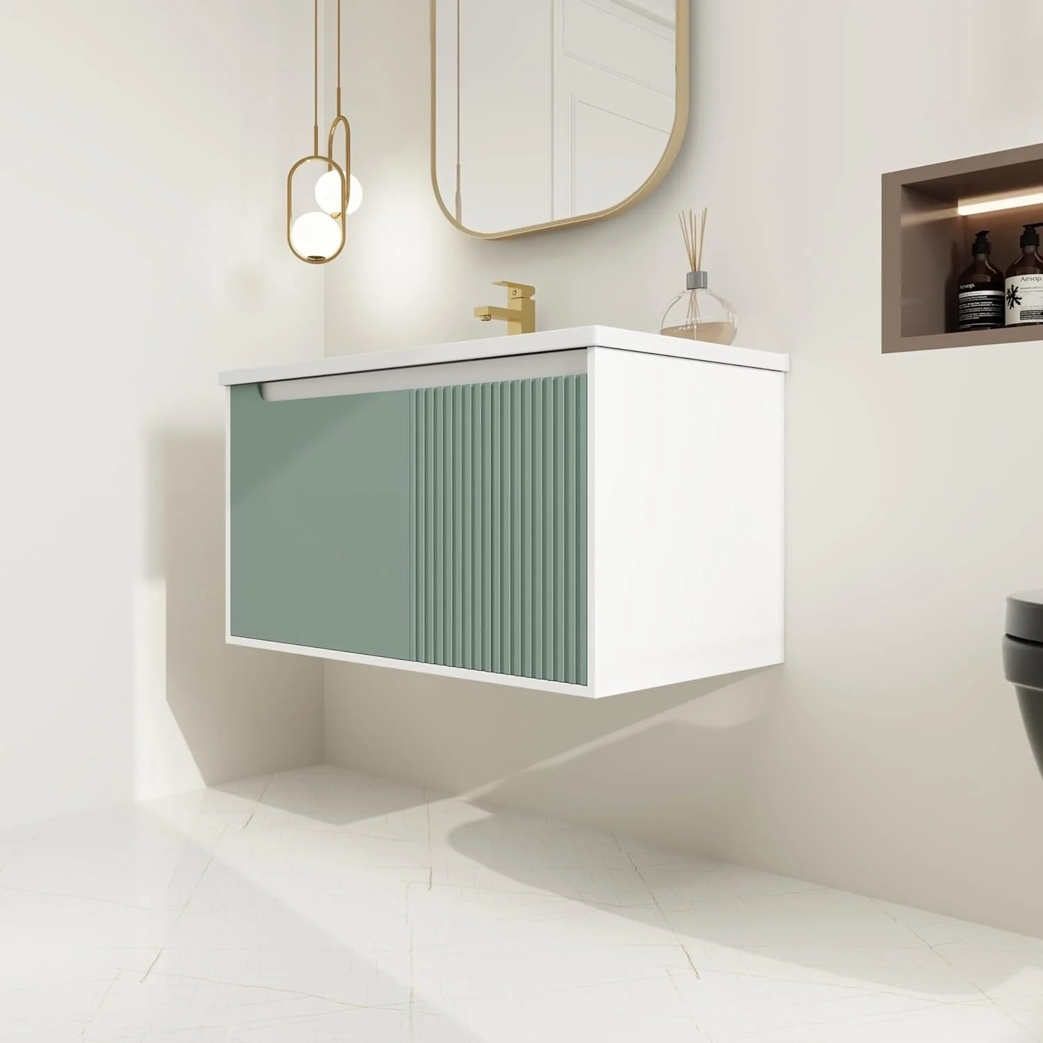 BNK 28/ 32/36/40 Inch Single Sink Bathroom Vanity with Soft Close Door, Modern Floating Vanity