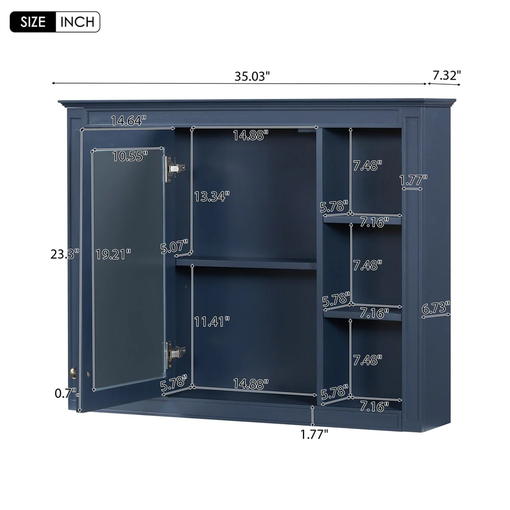 35'' x 27.5'' Medicine Cabinet,Wall Mounted Bathroom Storage Cabinet