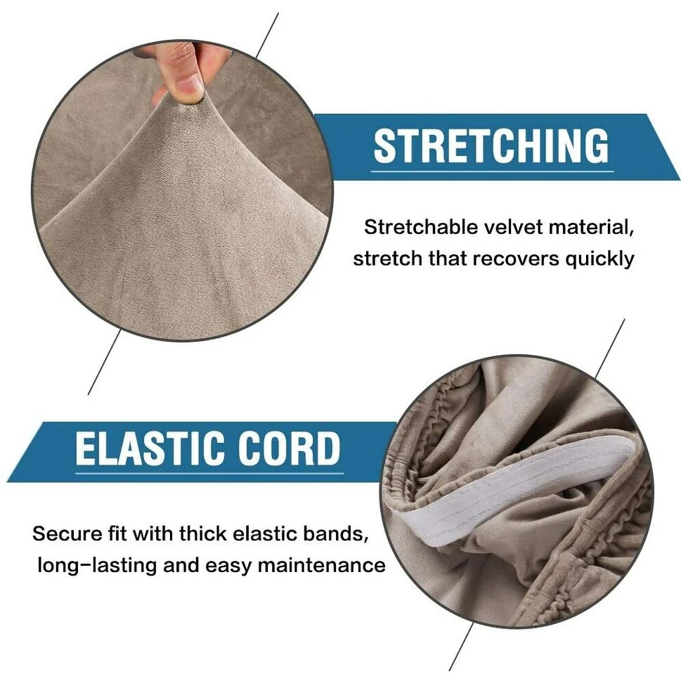 Enova Home Soft Thick Solid Velvet Fabric Stretchy Universal Dining Chair Slipcovers Set of 2