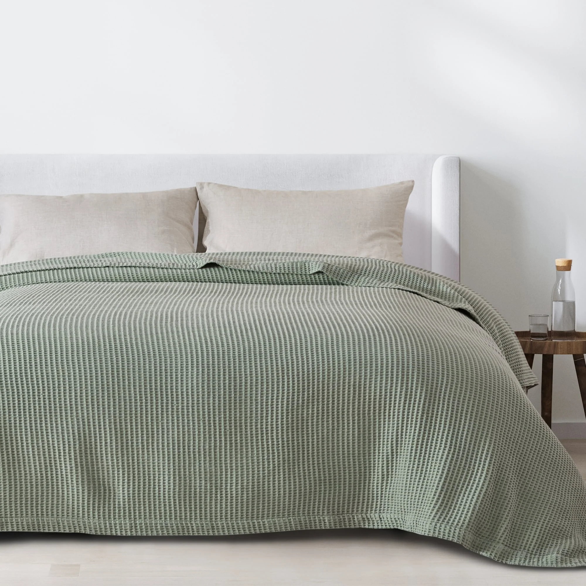 Linery & Co. 100% Cotton All-Season Lightweight Waffle Weave Knit Throw Blanket