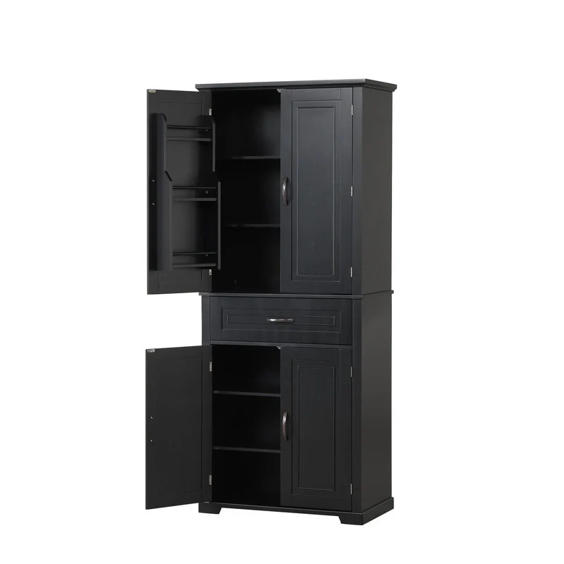 Bathroom Floor Cabinet, Freestanding Storage Cabinet with Doors and Drawer, Kitchen Cupboard with Adjustable Shelf