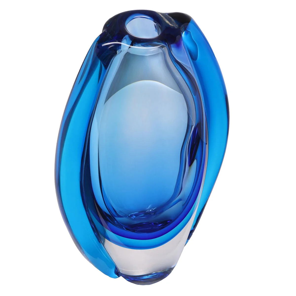 Luxury Lane Hand Blown Sommerso Oval Art Glass Vase 8.5-10 inch tall