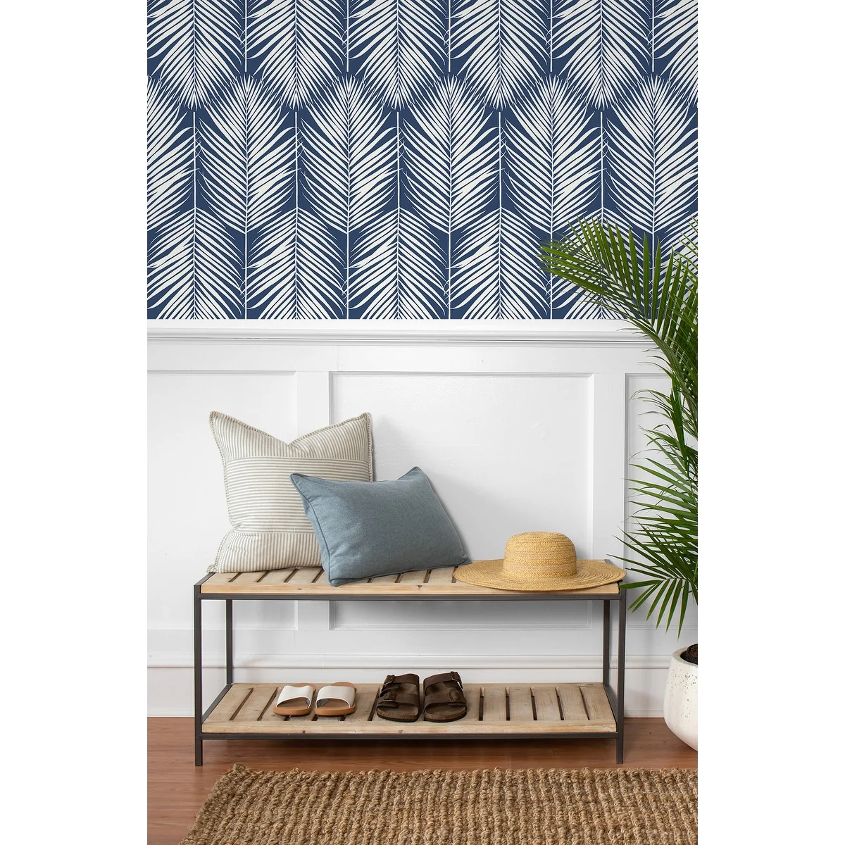 NextWall Palm Silhouette Peel and Stick Wallpaper