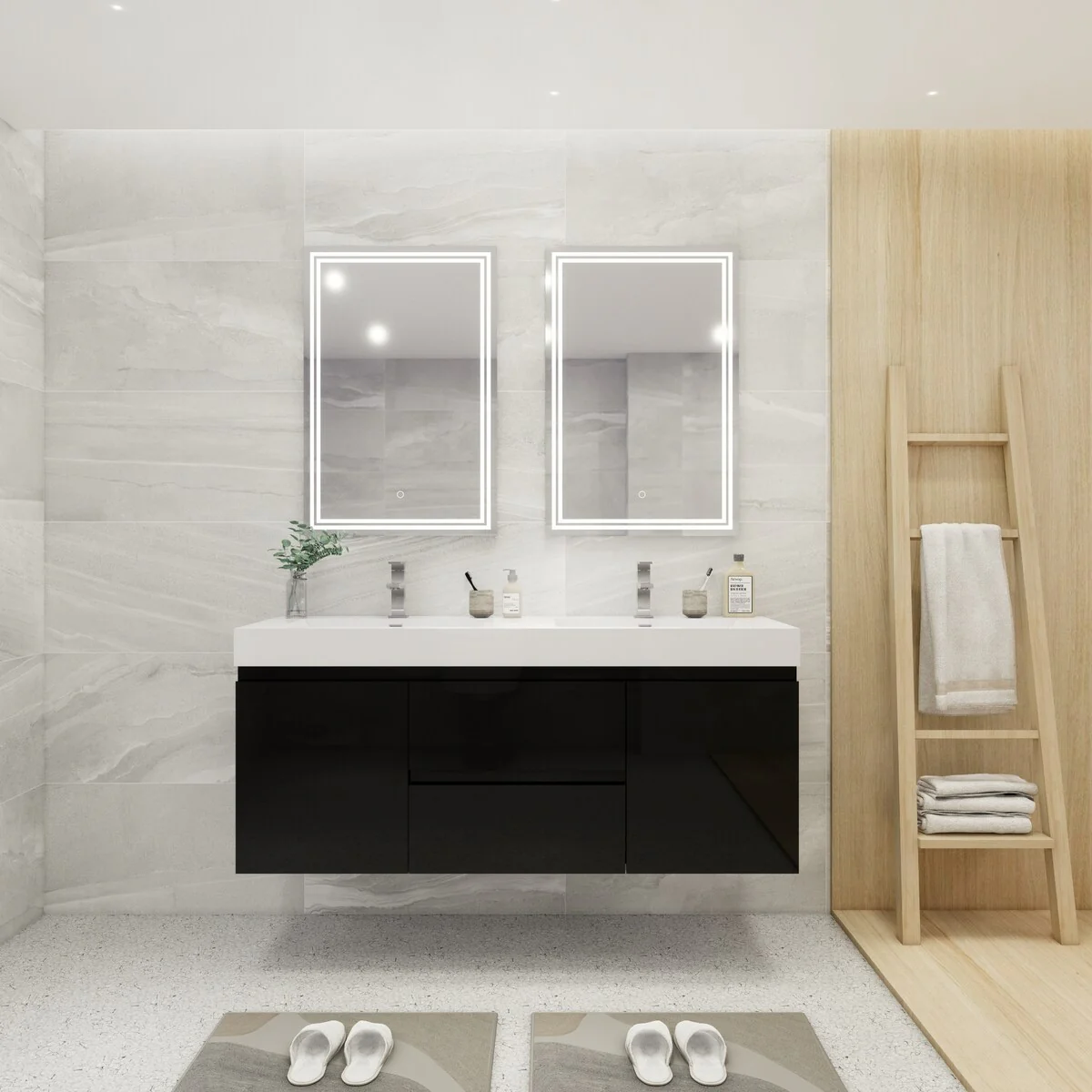 Baillie 60'' Wall-Mounted Vanity with Double Reinforced Acrylic Sink