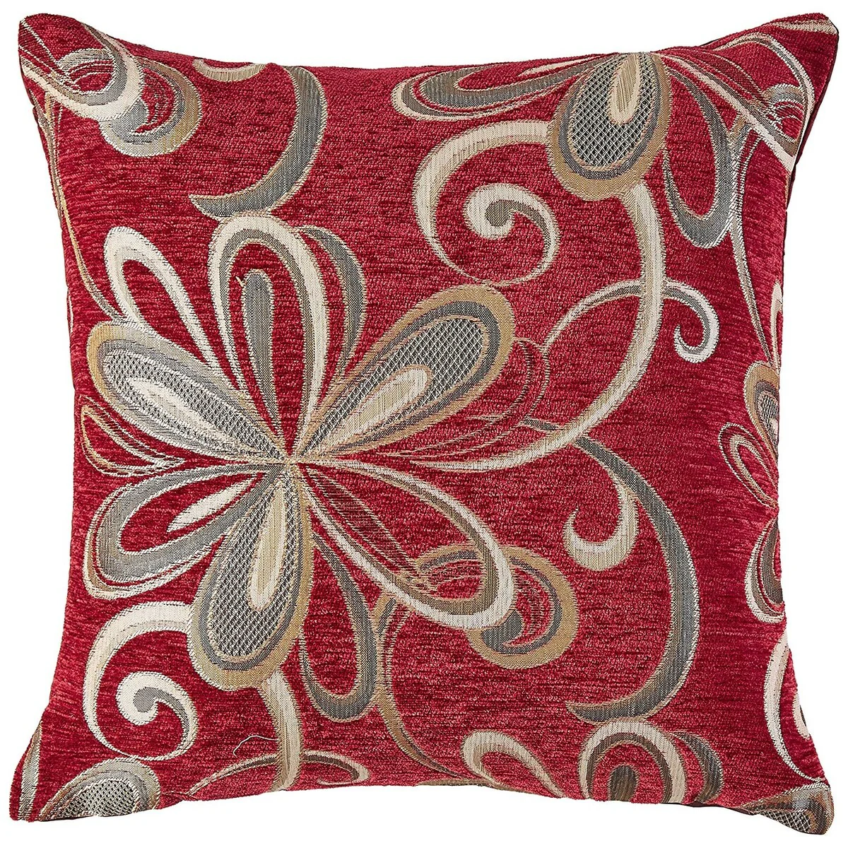 Violet Linen Chenille Chateau Vintage Floral Pattern Decorative Throw Pillow