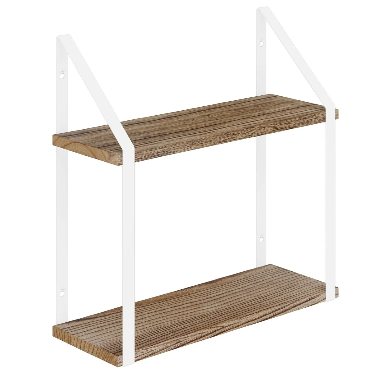 Wallniture Modena 2 Tier Shelves with White Brackets, Bathroom Wall Decor, 17x6