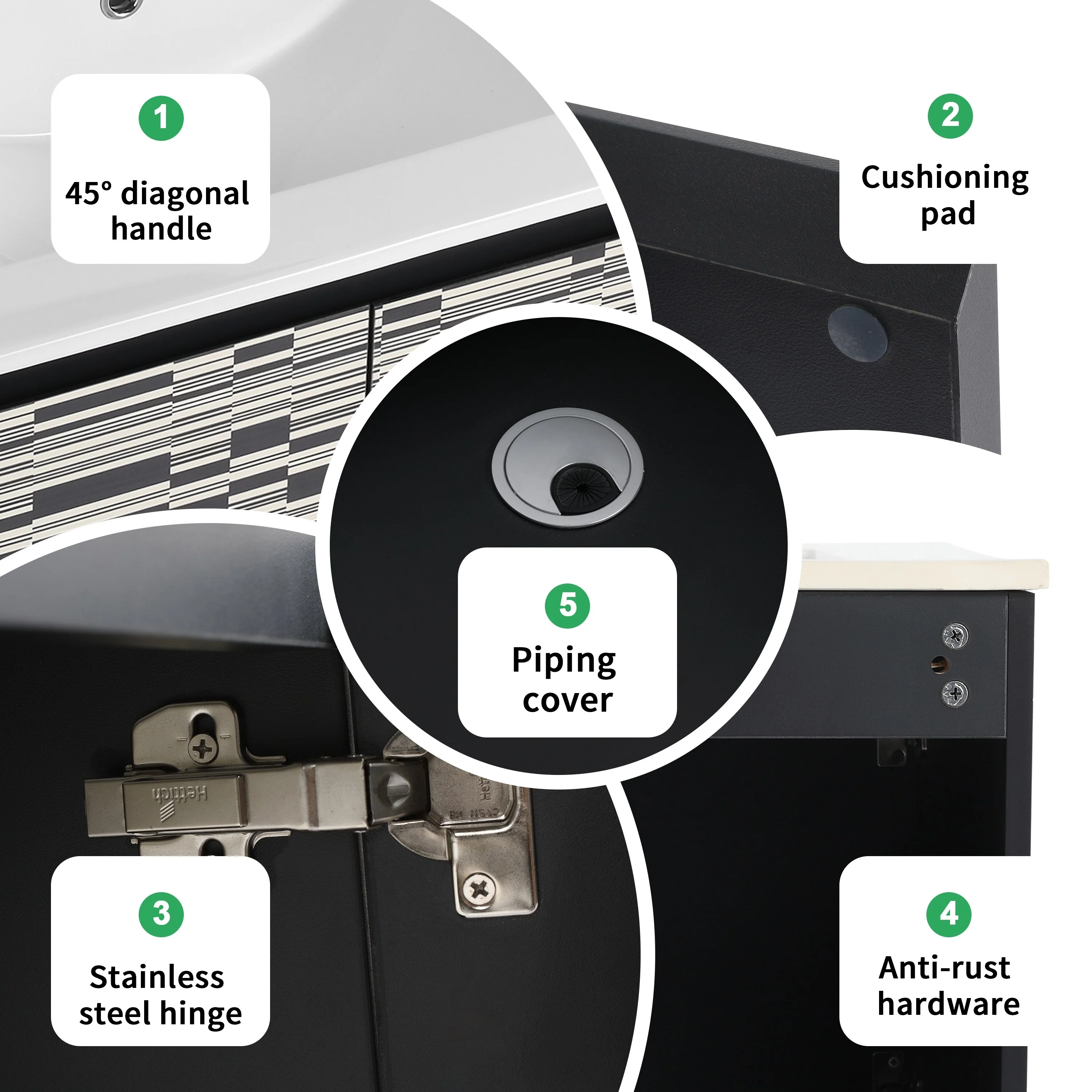 BNK 24/30/48 Inch Double Sink Bathroom Vanity with Soft Close Door