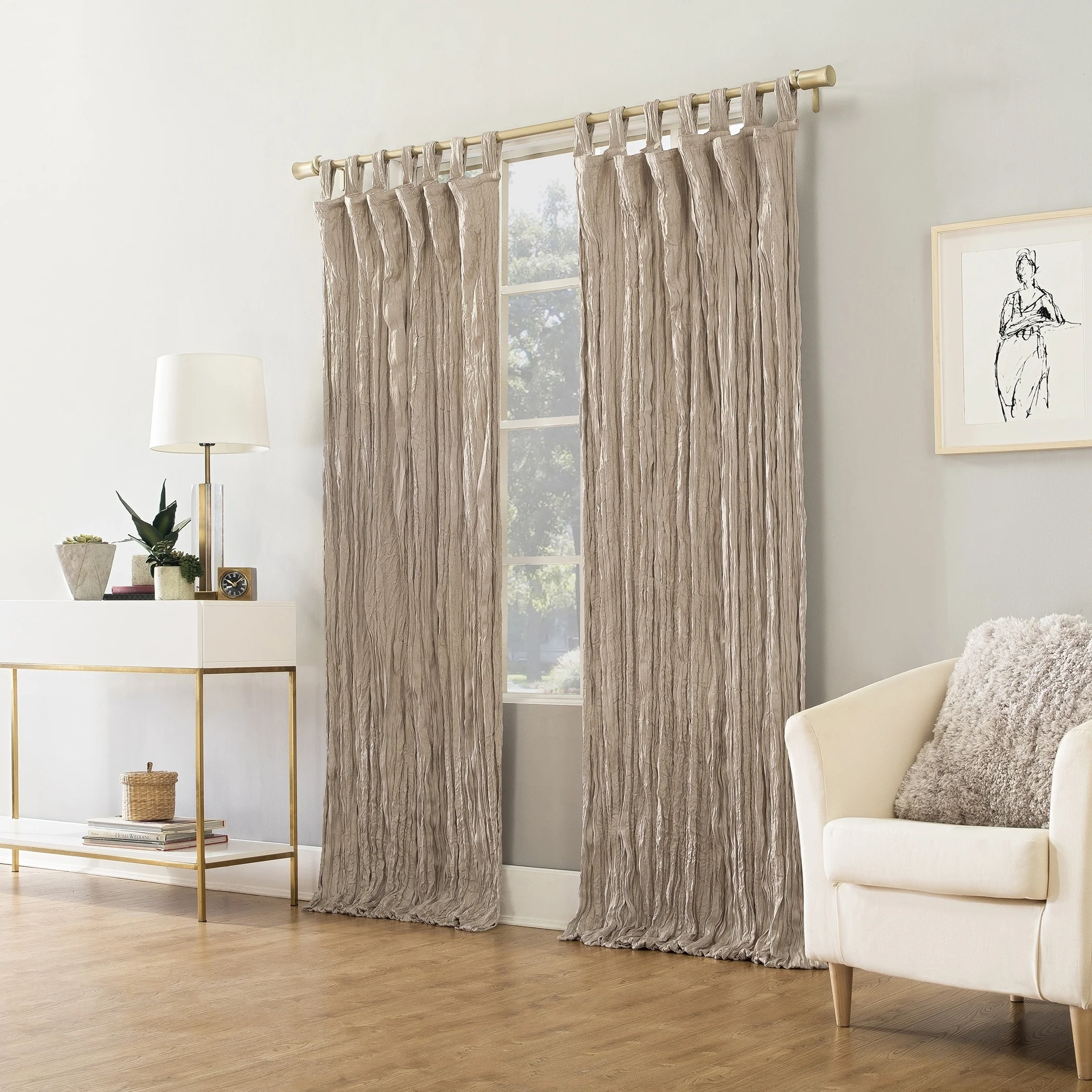 No. 918 Odelia Distressed Velvet Tab Top Curtain Panel, Single Panel
