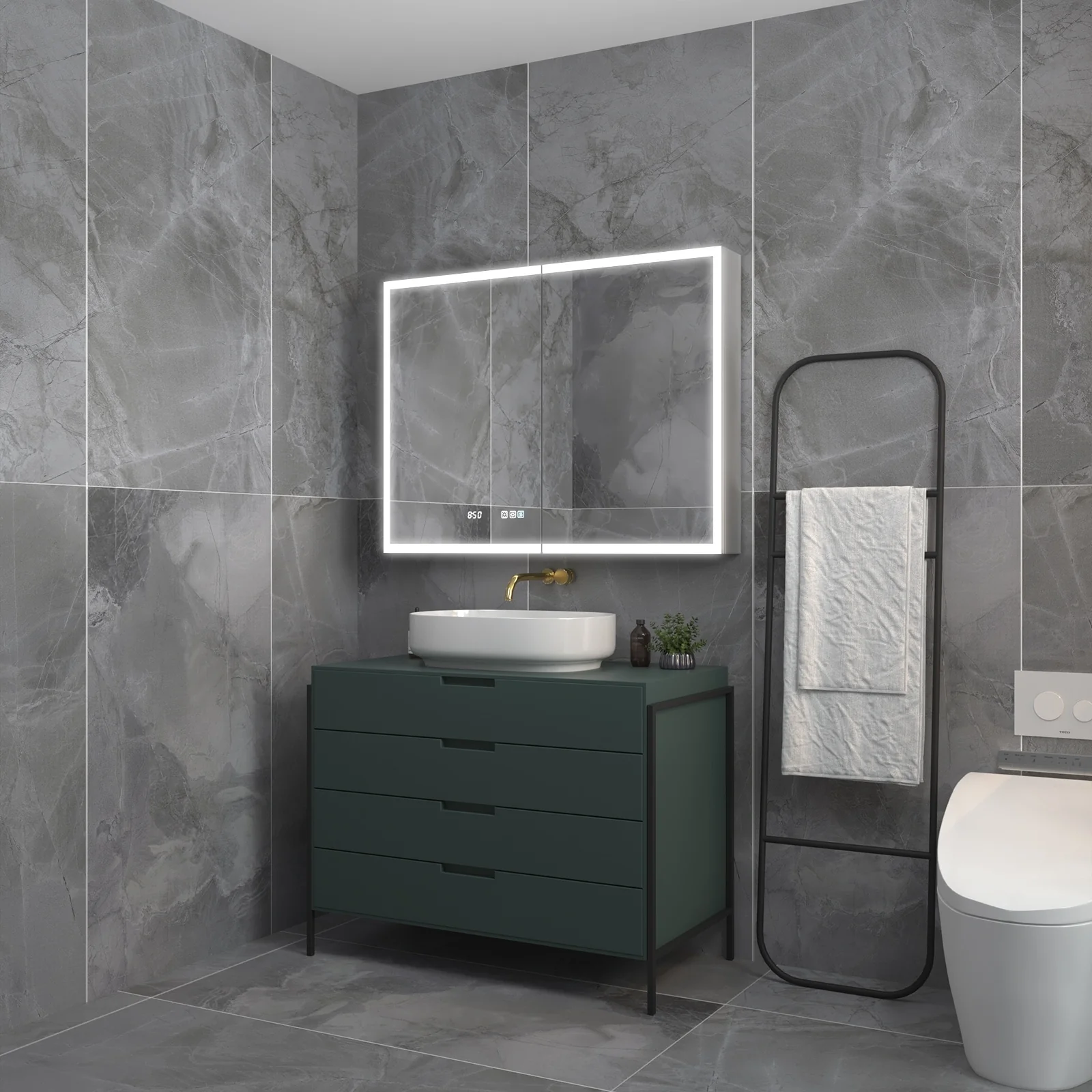 ExBrite Led Lighted Medicine Cabinet Recessed or Surface with Mirrors