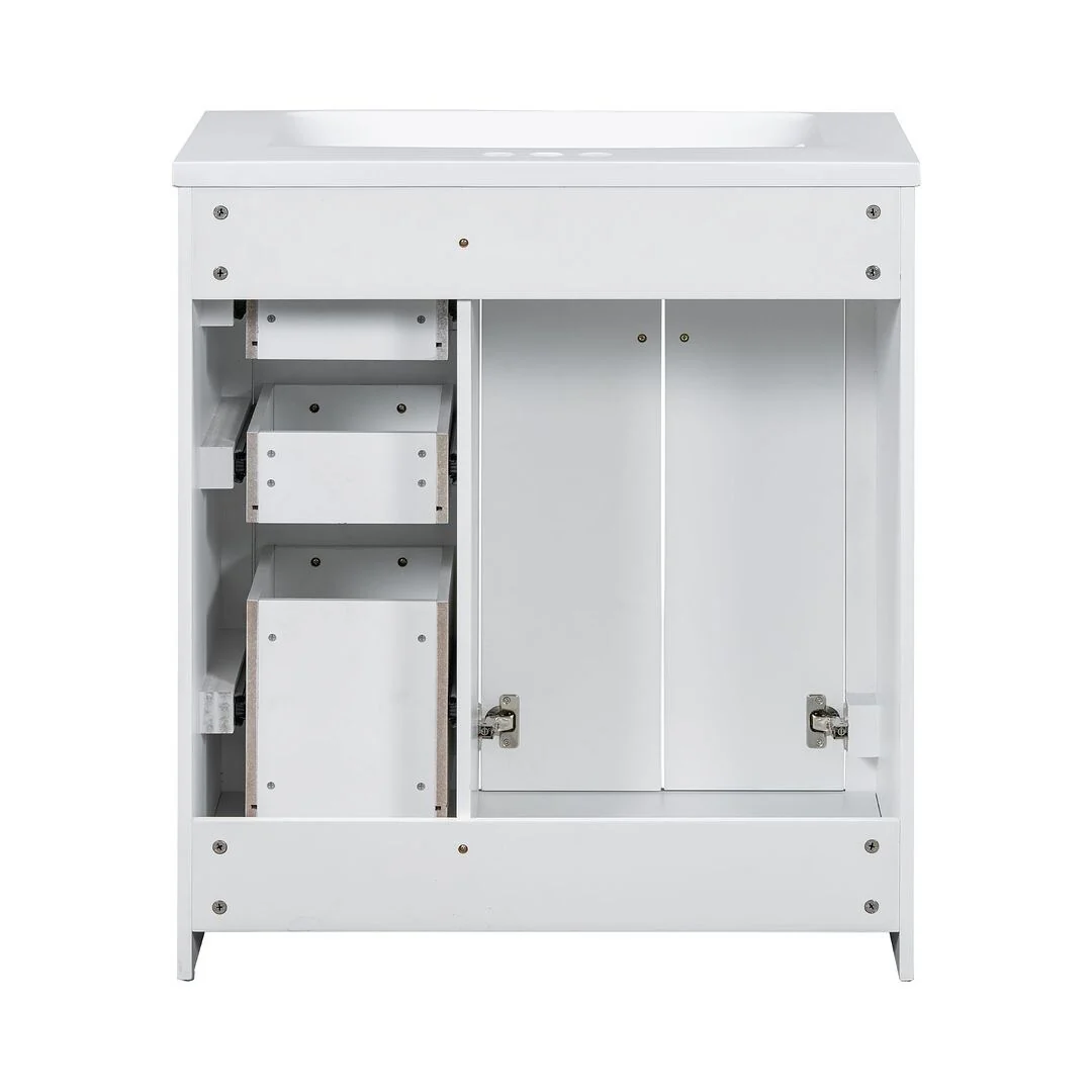 30'' Modern Freestanding Bathroom Vanity with Top Sink , Solid Wood Frame