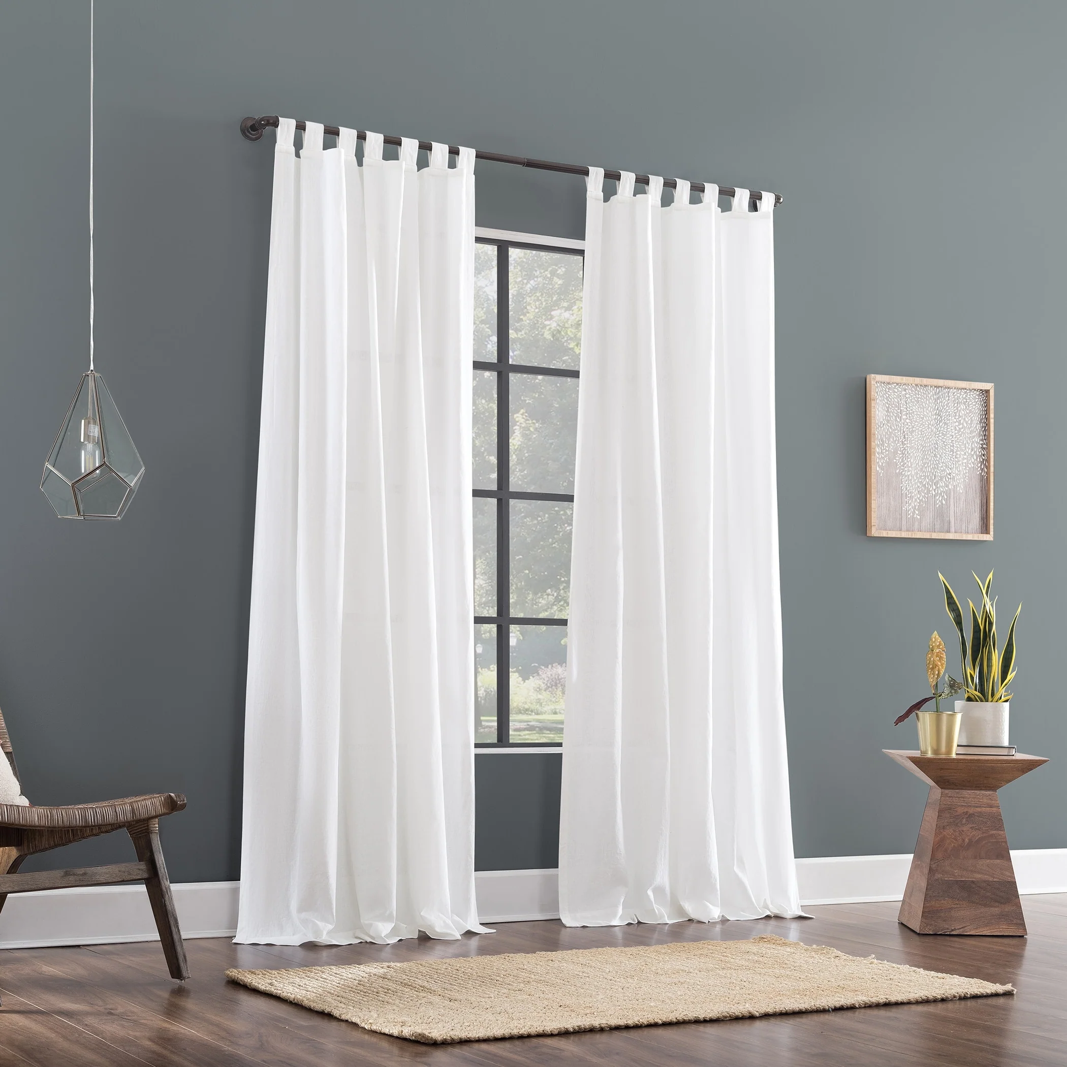Archaeo Linen Cotton Blend Tab Top Curtain, Single Panel