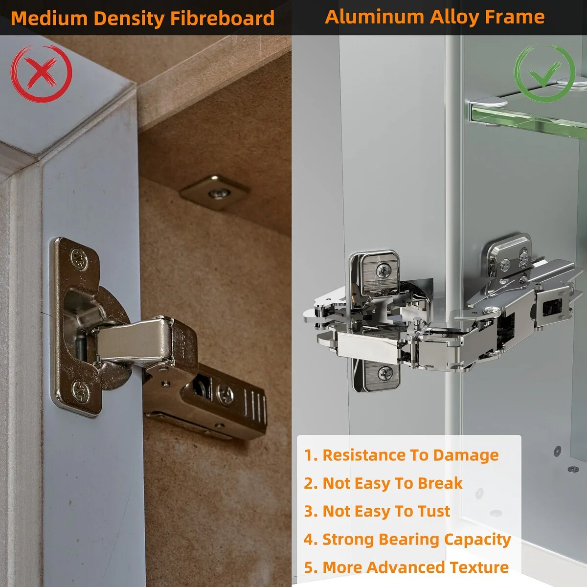Double Side Frameless Mirrored Medicine Cabinet with 2 Adjustable Tempered Glass Shelves