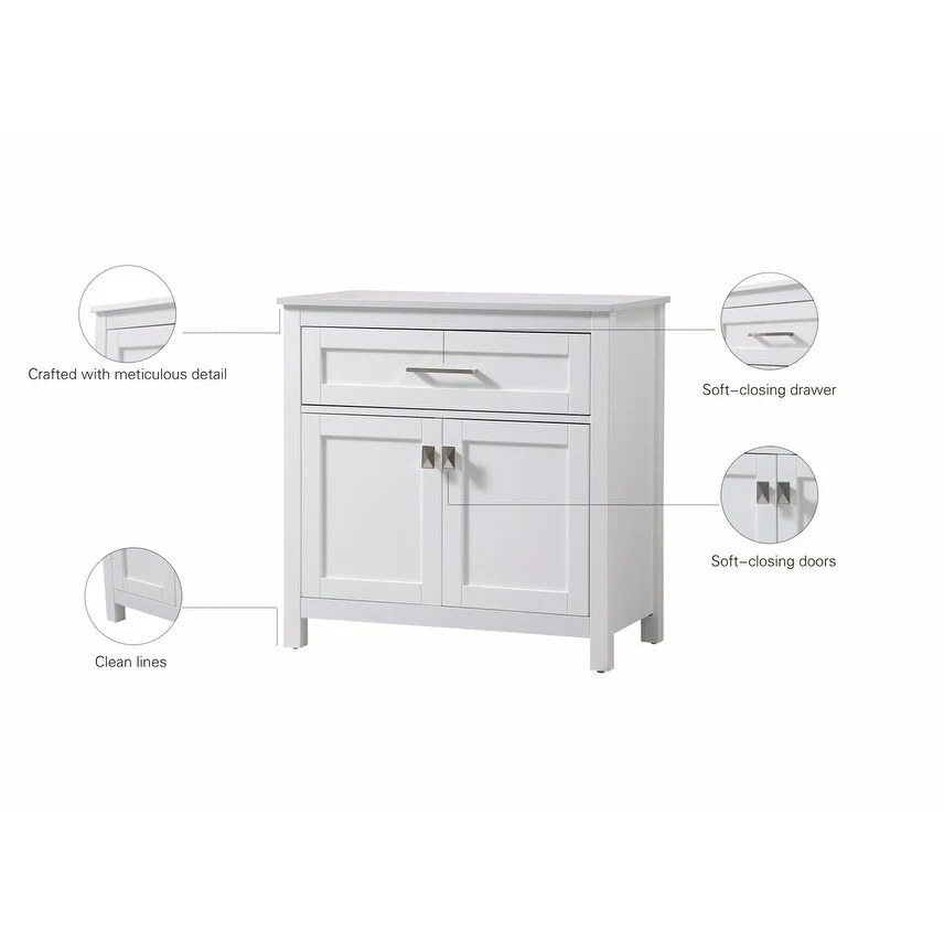 Indigo Home 30 Inch Bathroom Storage Freestanding Cabinet - 30 x 16