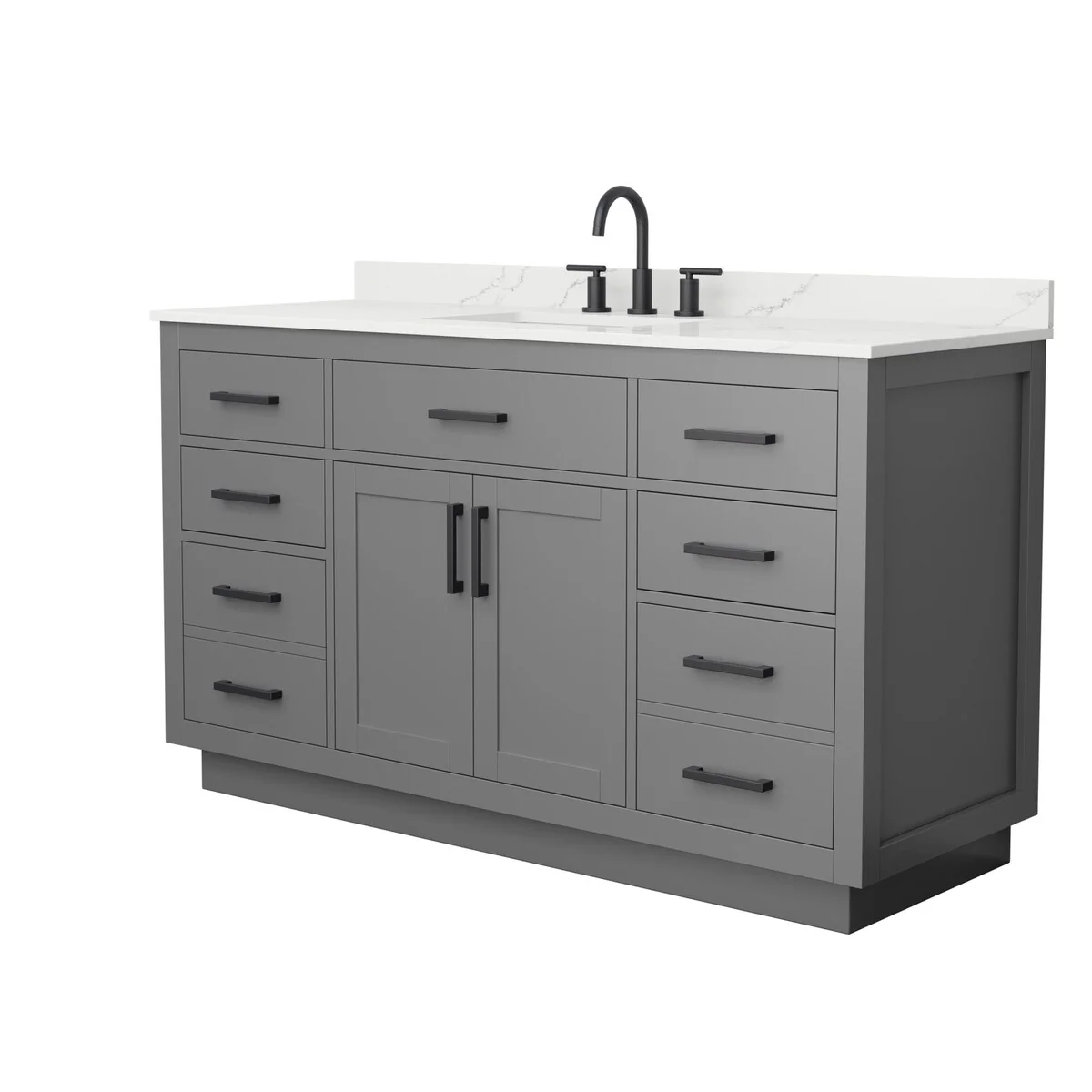Beckett TK 60-inch Single Vanity, 3 Hole Quartz Top