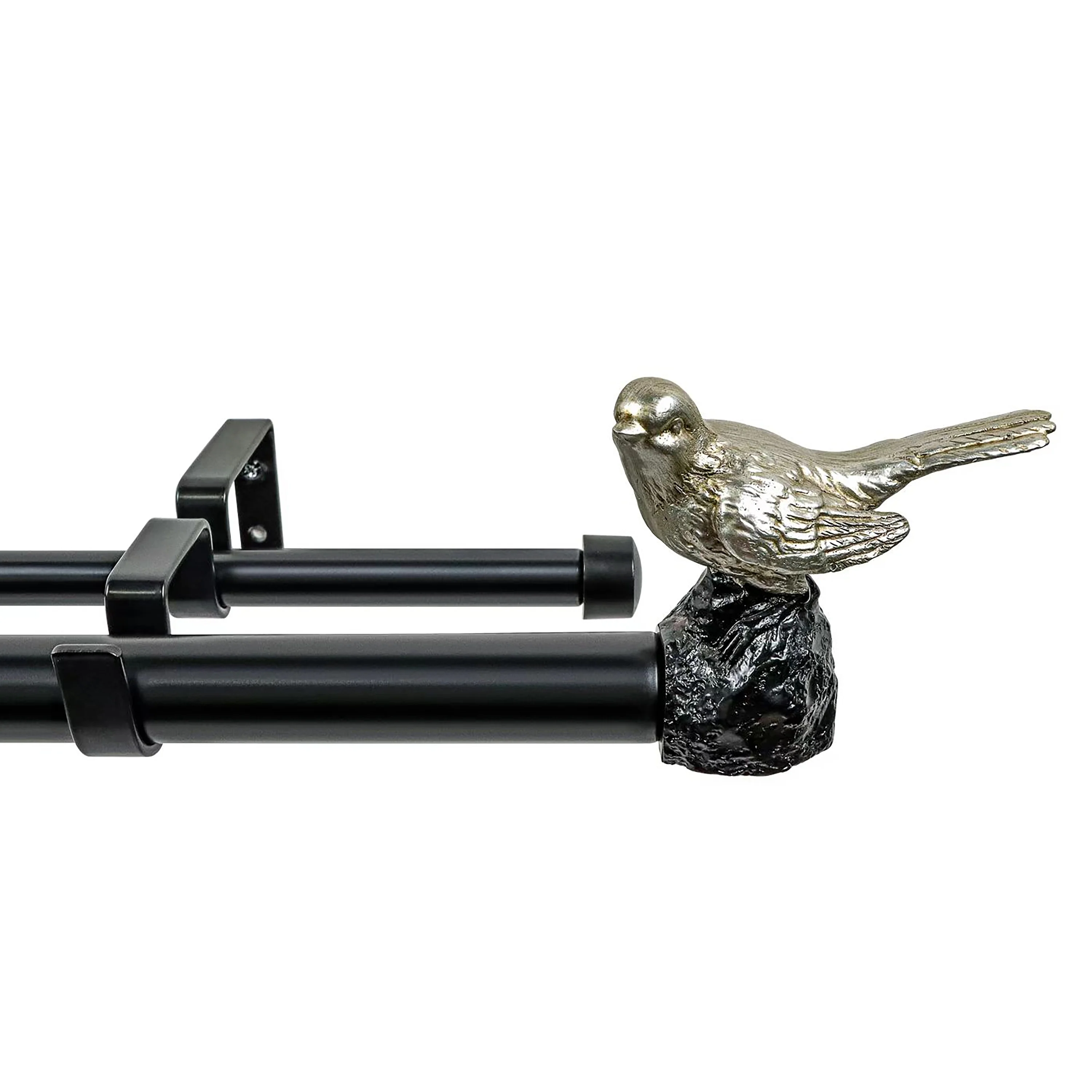 MERIVILLE 1-Inch Diameter Double Window Curtain Rod, Bird Finials