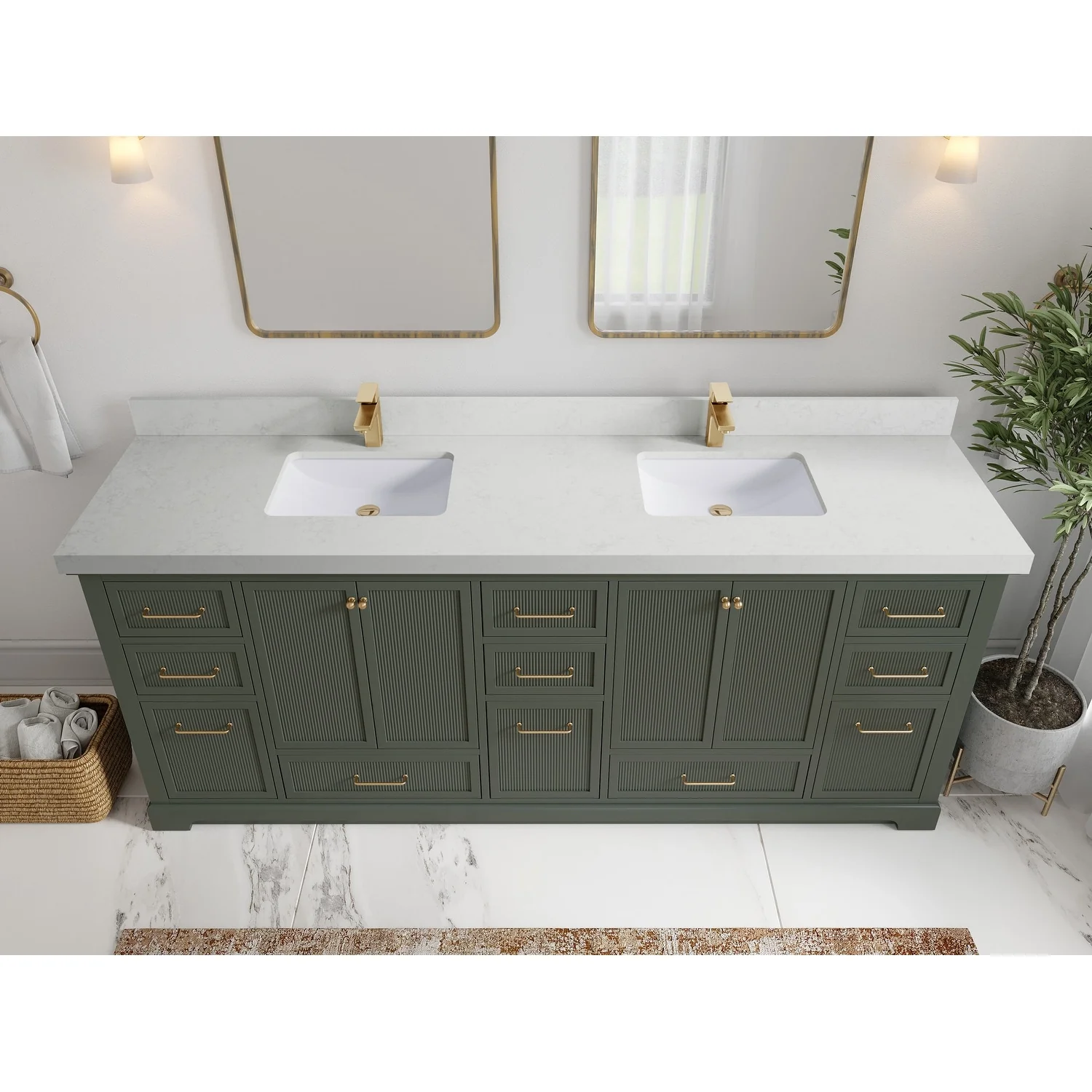 Willow Collections 84 in. W x 22 in. D Alys Double Bowl Sink Bathroom Vanity with Countertop
