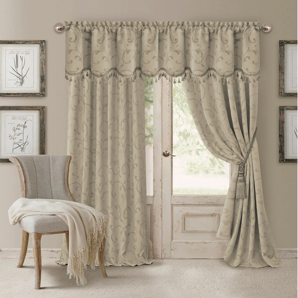 Elrene Mia Jacquard Blackout Scallop Window Valance - 52