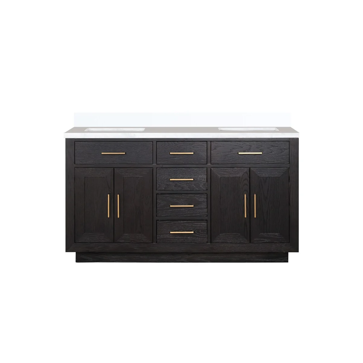 Abbey 60 in W x 22 in D Black Oak Double Bath Vanity and Cultured Marble Top